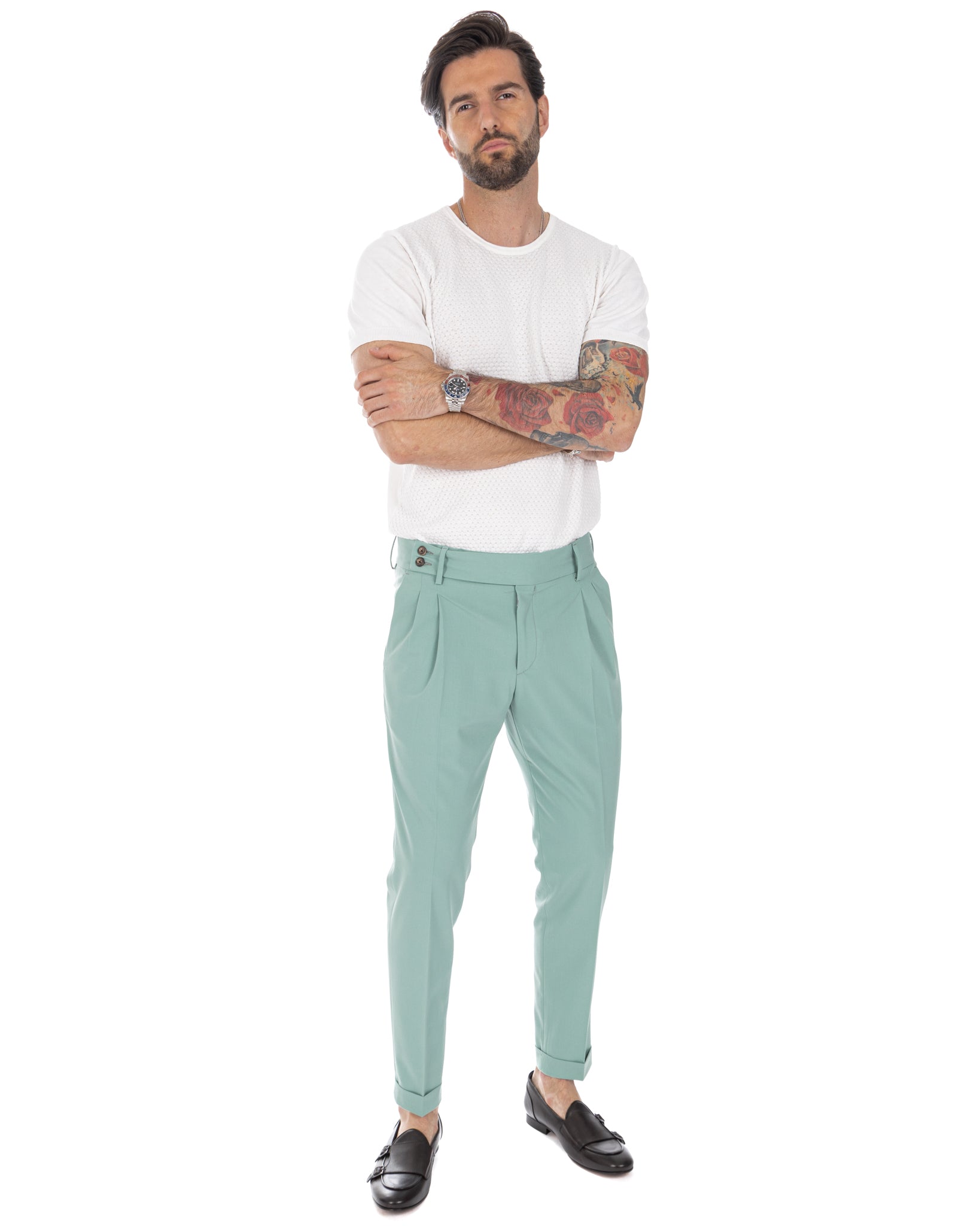 Caprera - turquoise high waisted trousers