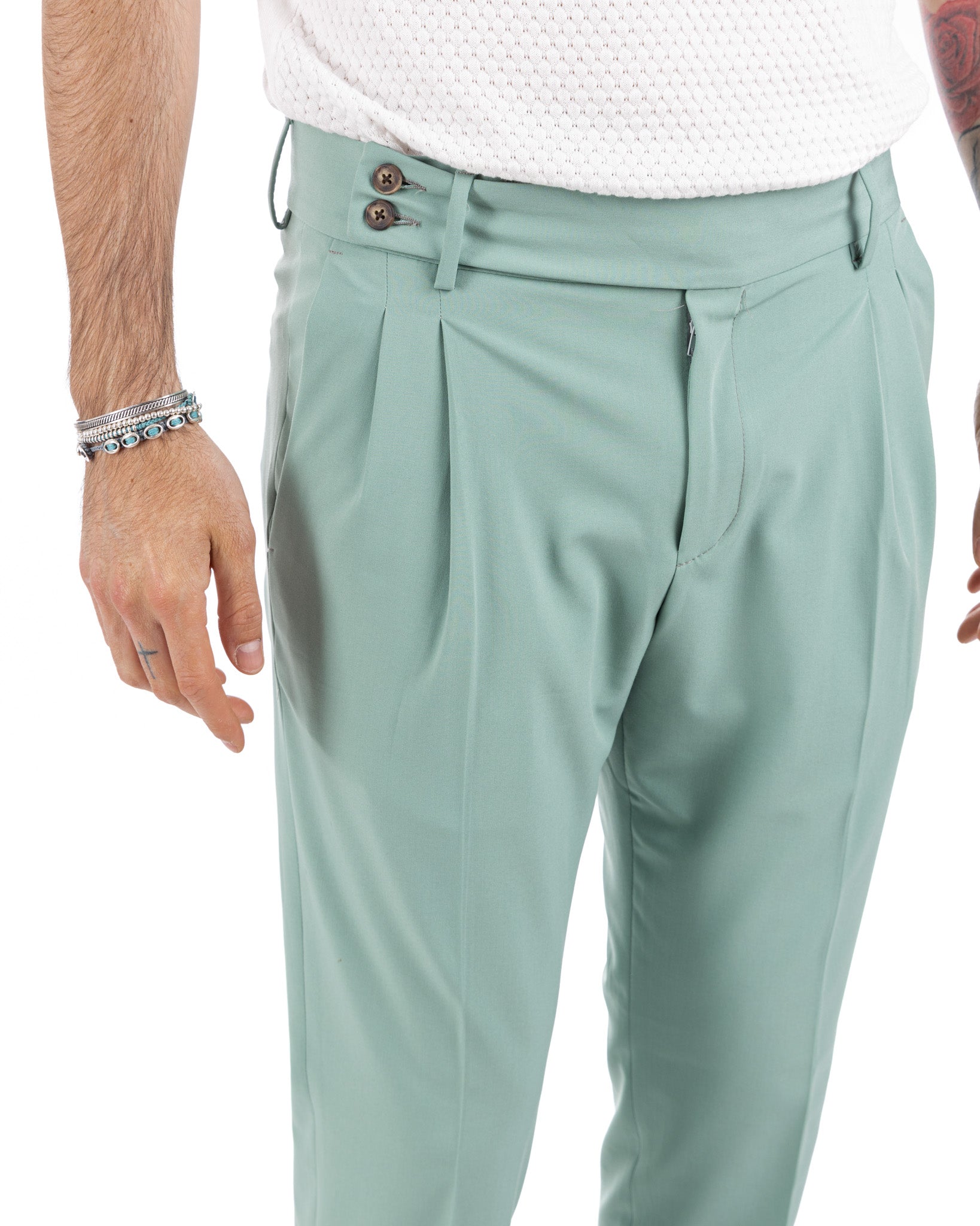 Caprera - turquoise high waisted trousers