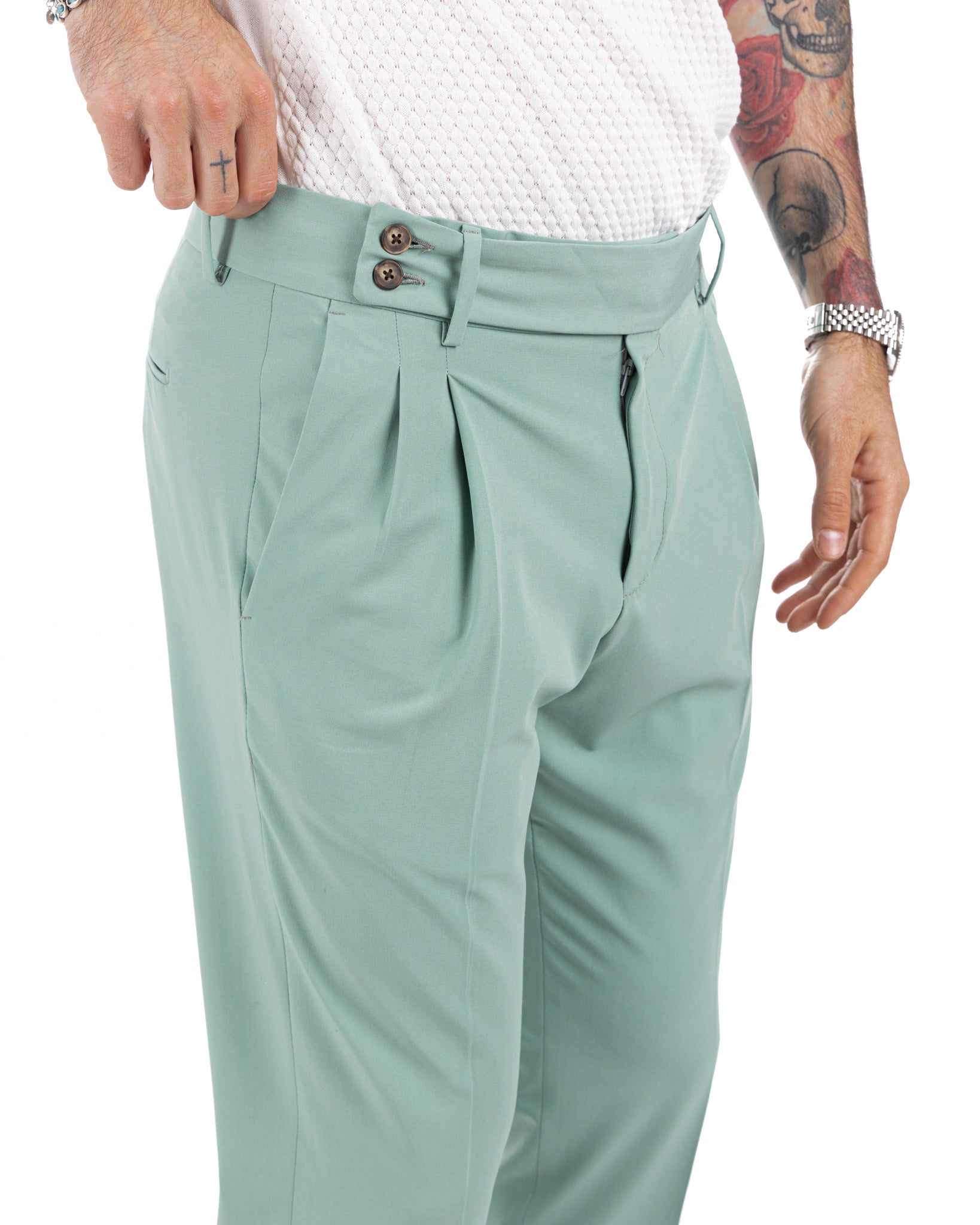 Caprera - turquoise high waisted trousers