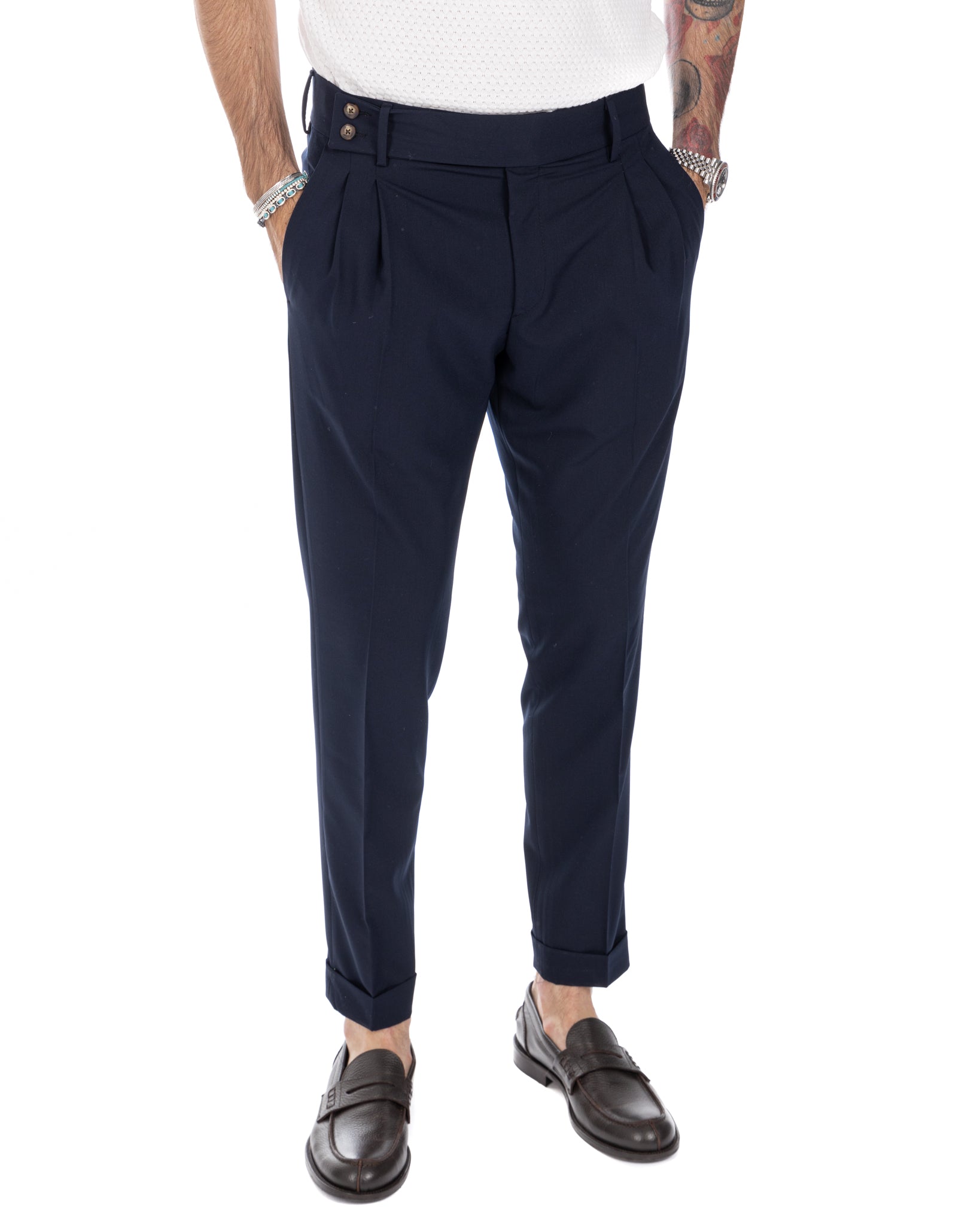 Caprera - blue high waisted trousers