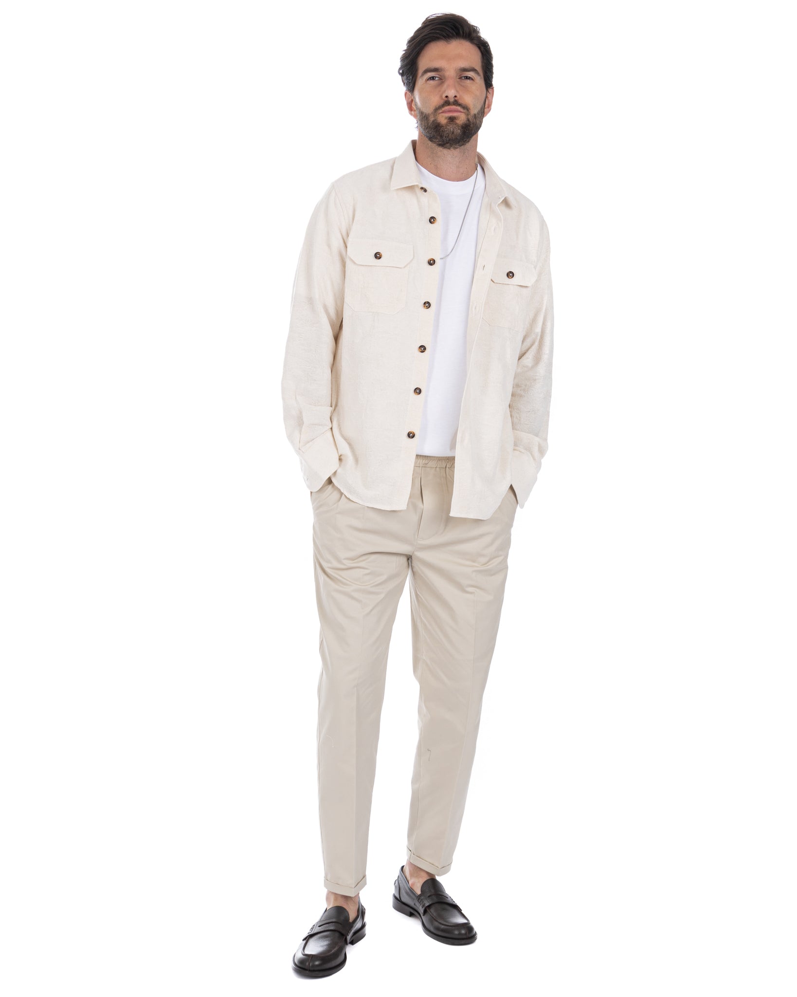 Bahama - cream shirt with relief pattern