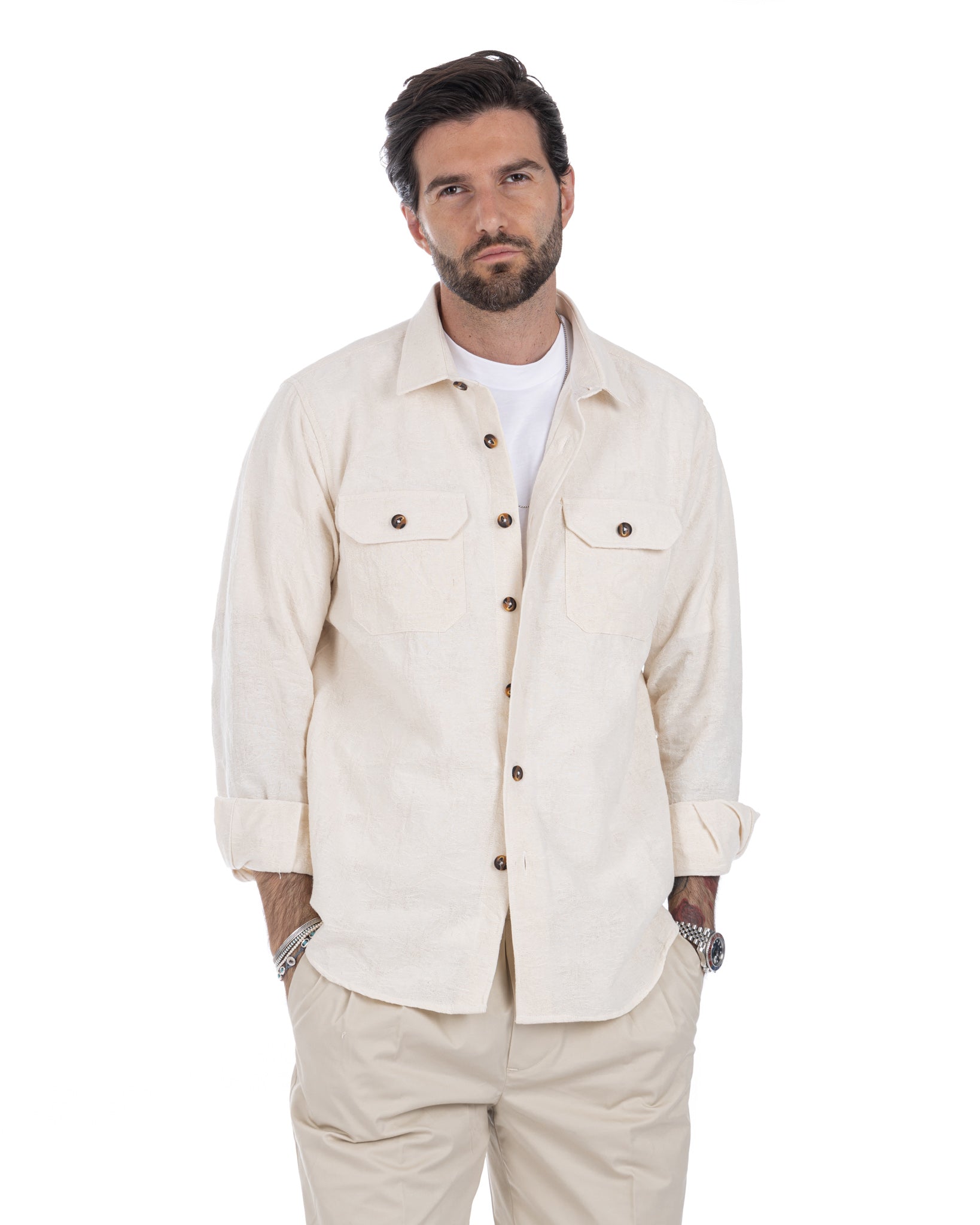 Bahama - cream shirt with relief pattern