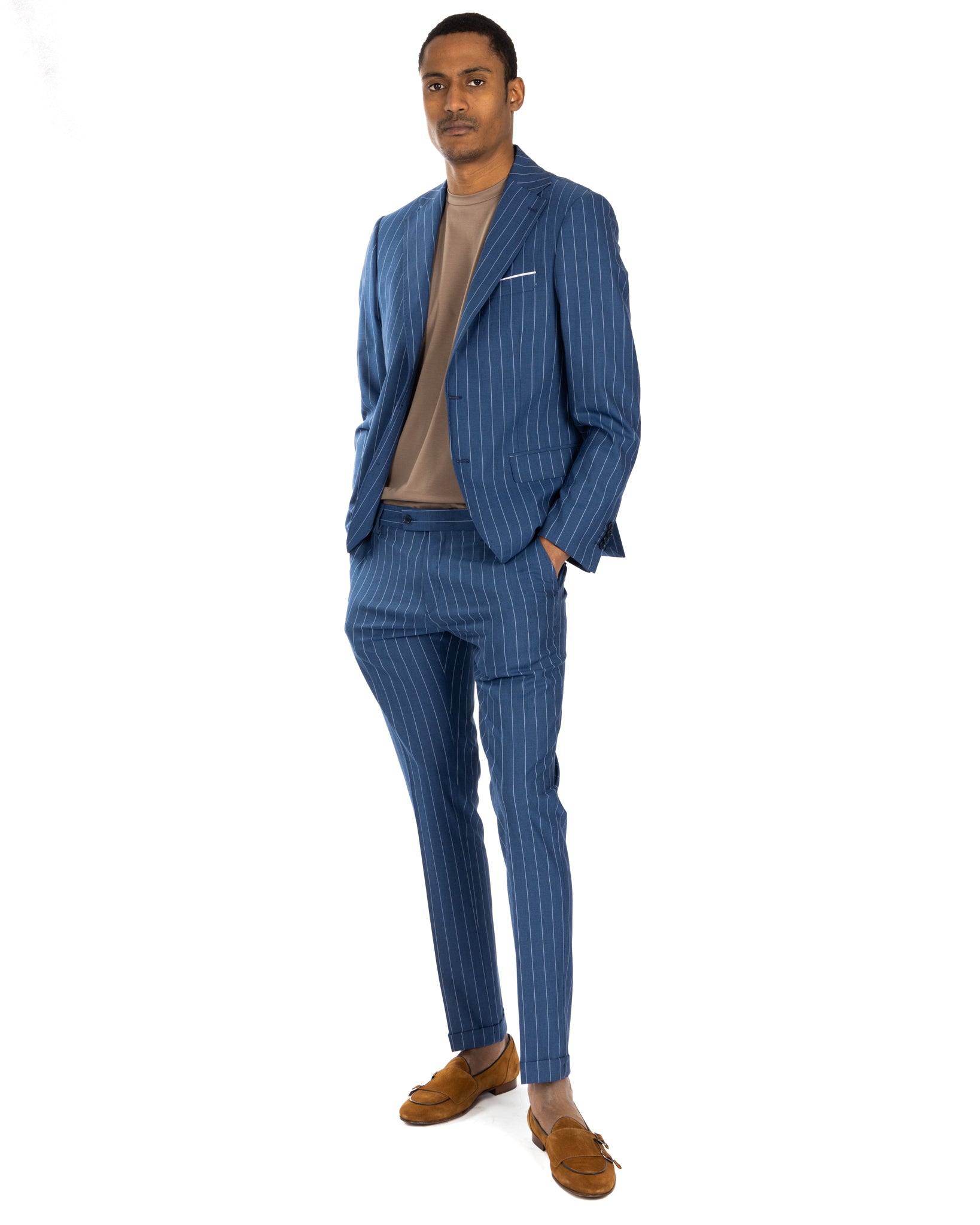 Lille - blue pinstripe single-breasted suit