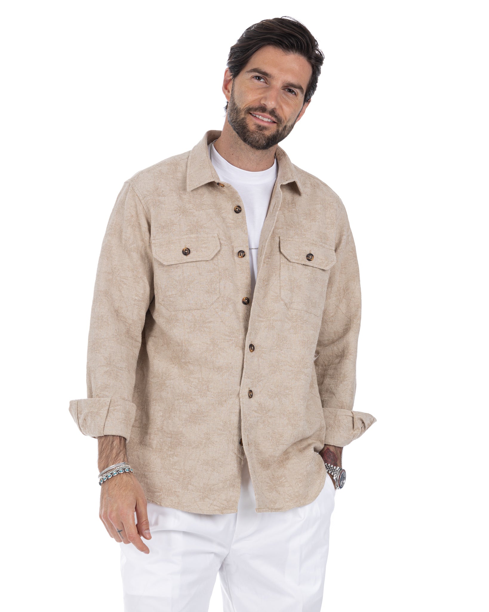 Bahama - twine shirt with relief pattern