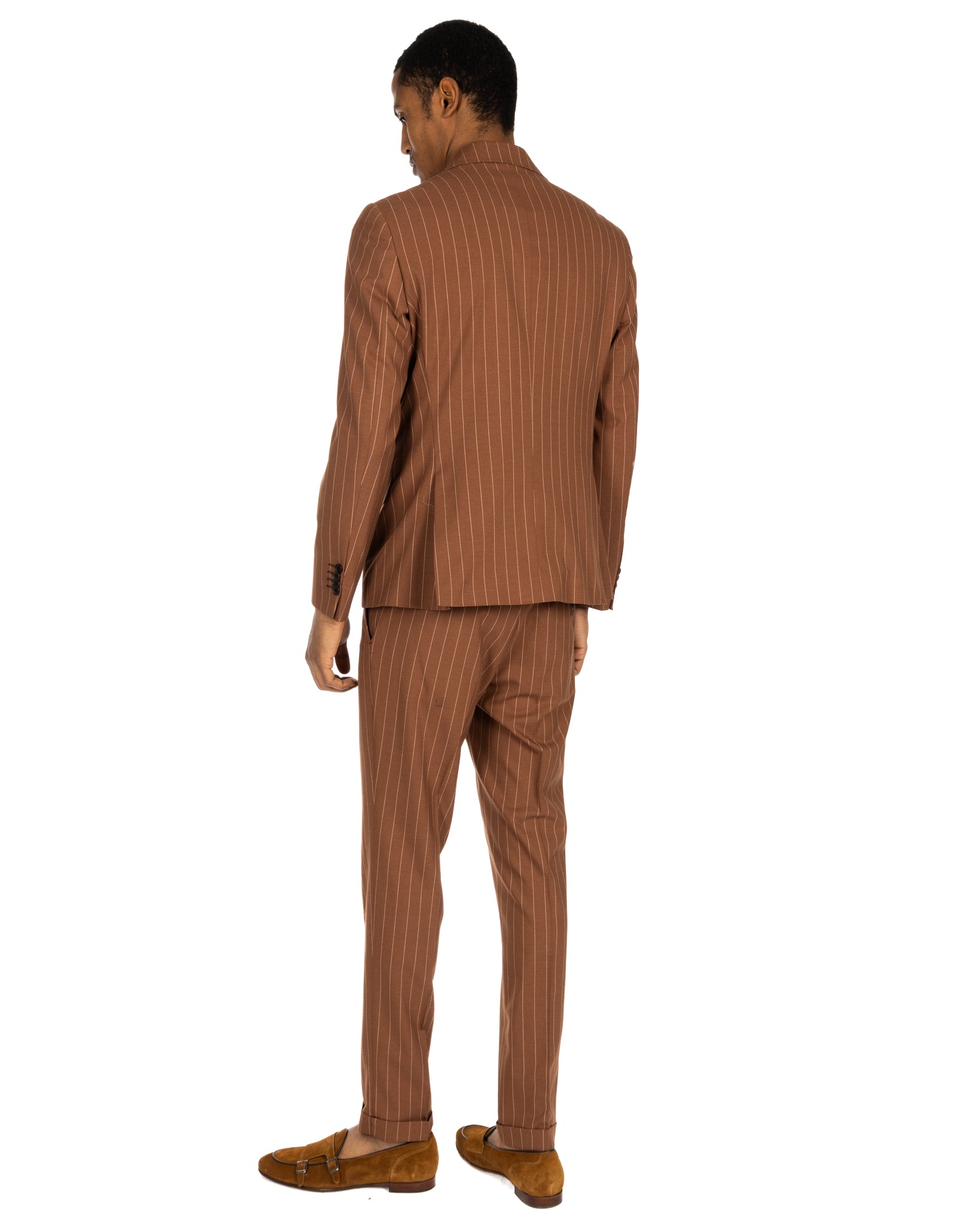 Lille - single-breasted brown pinstriped suit