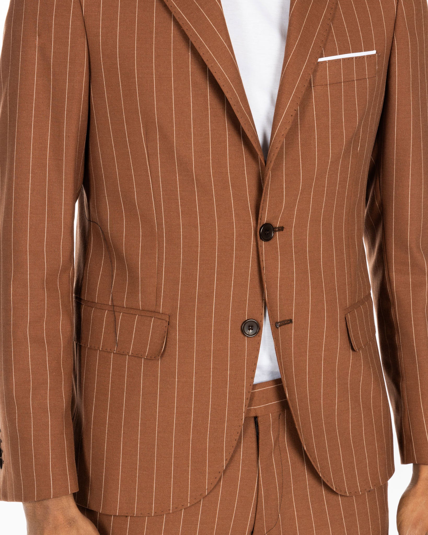 Lille - single-breasted brown pinstriped suit