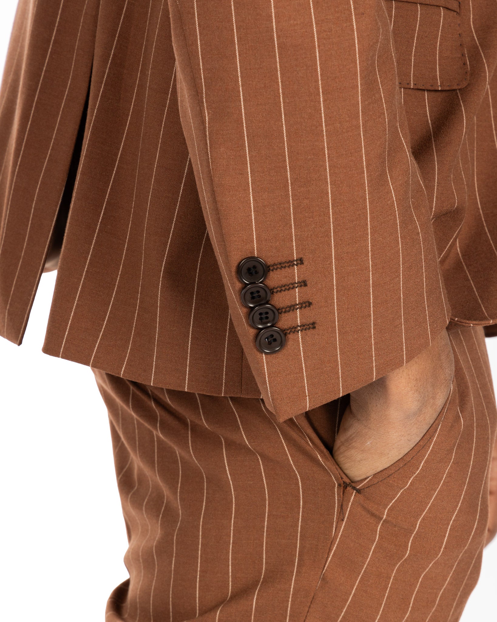 Lille - single-breasted brown pinstriped suit