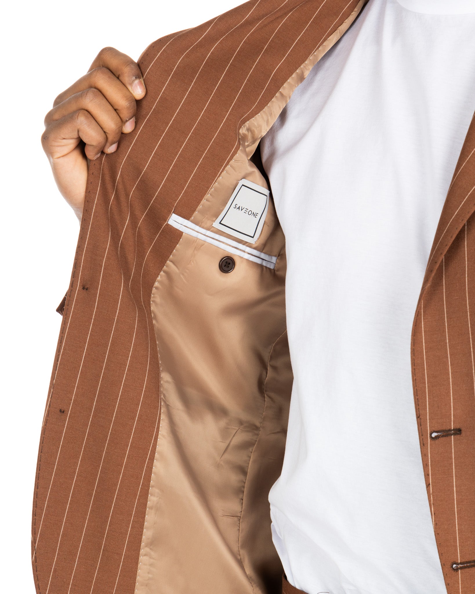 Lille - single-breasted brown pinstriped suit
