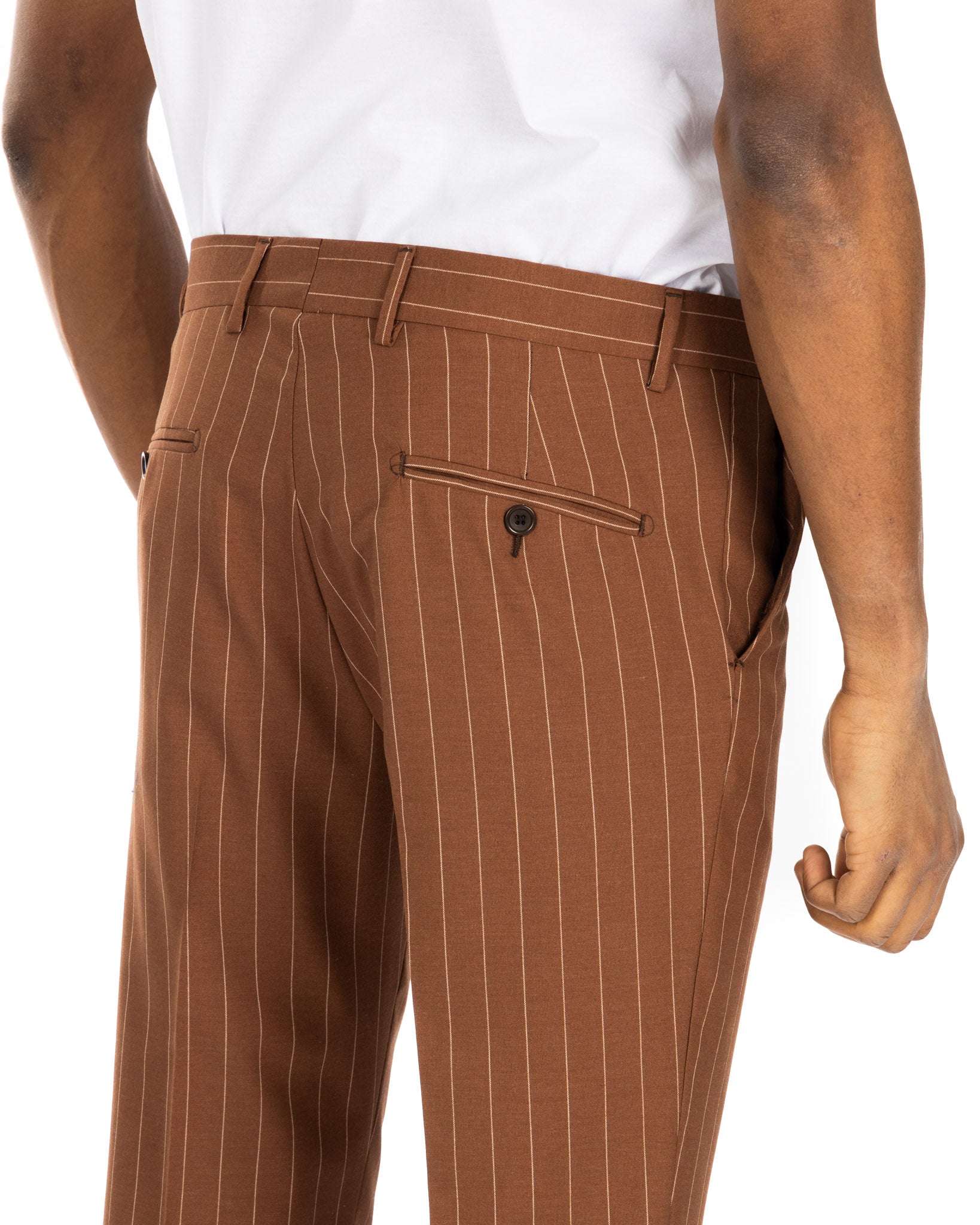 Lille - single-breasted brown pinstriped suit