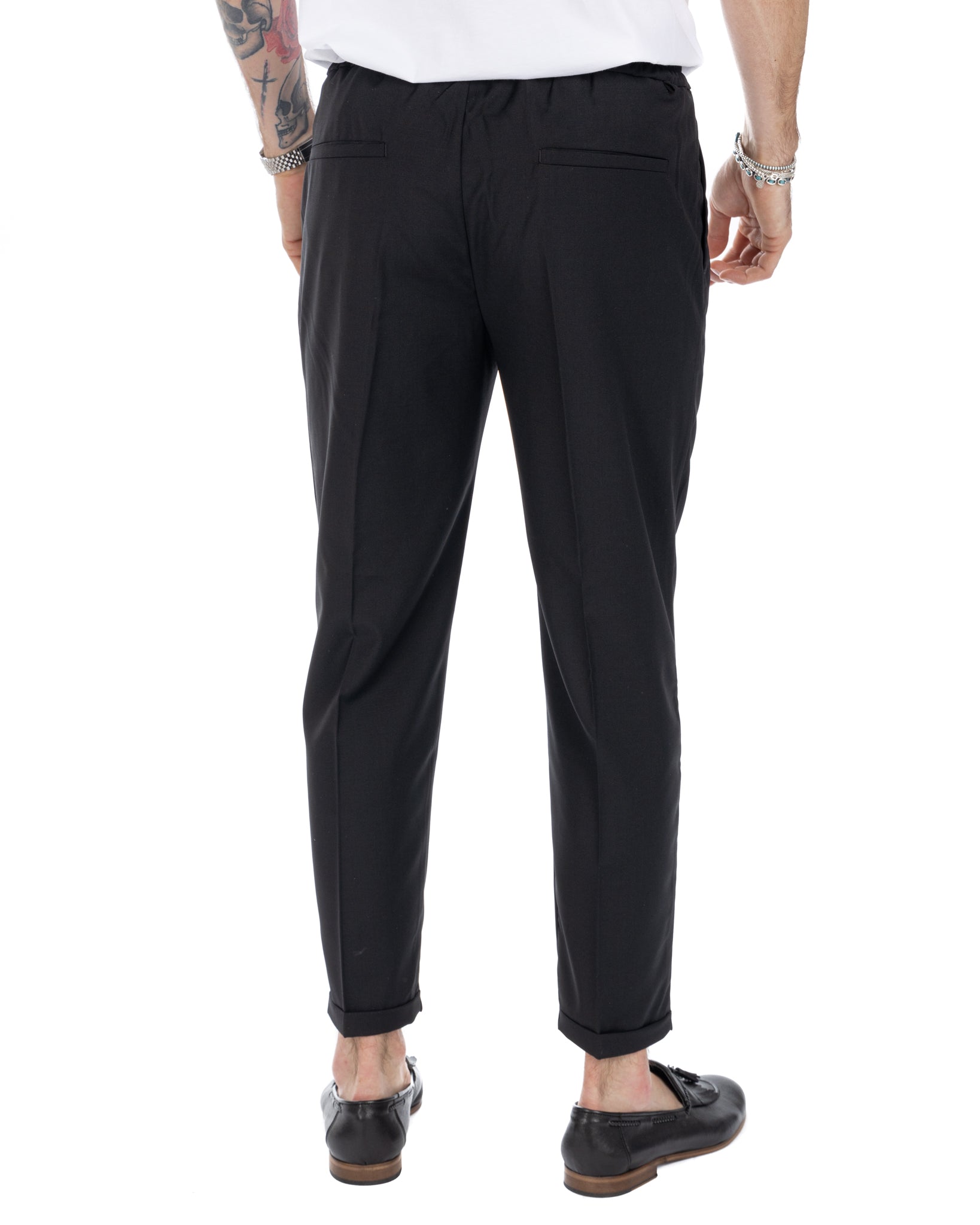 Larry - pantalon en laine mélangée noir