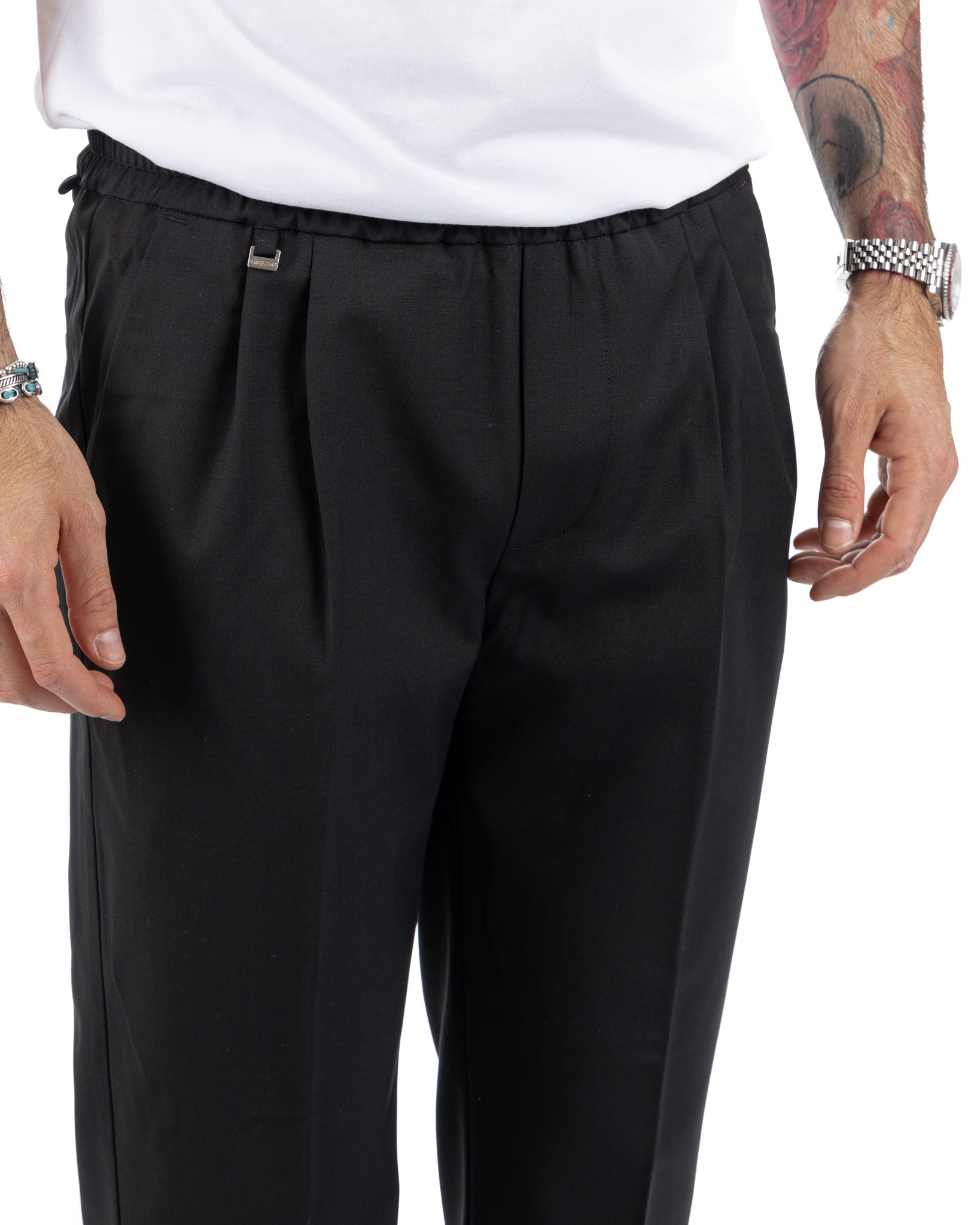 Larry - pantalaccio nero in misto lana