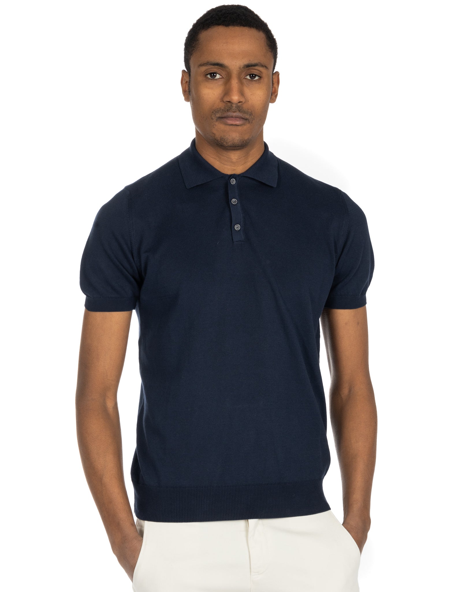 Roger - polo en maille bleu