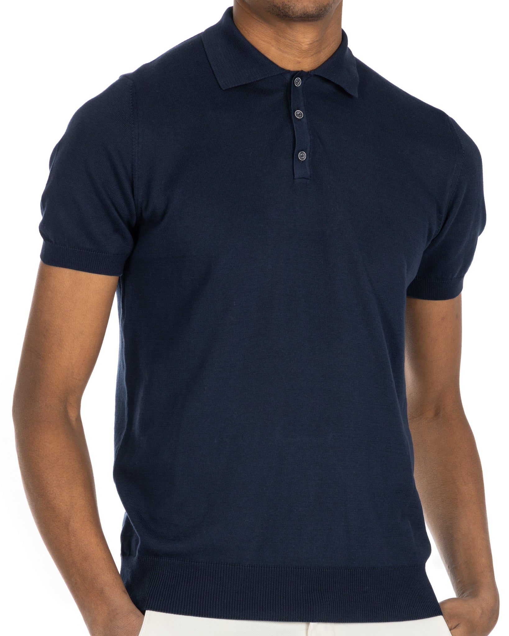 Roger - polo en maille bleu