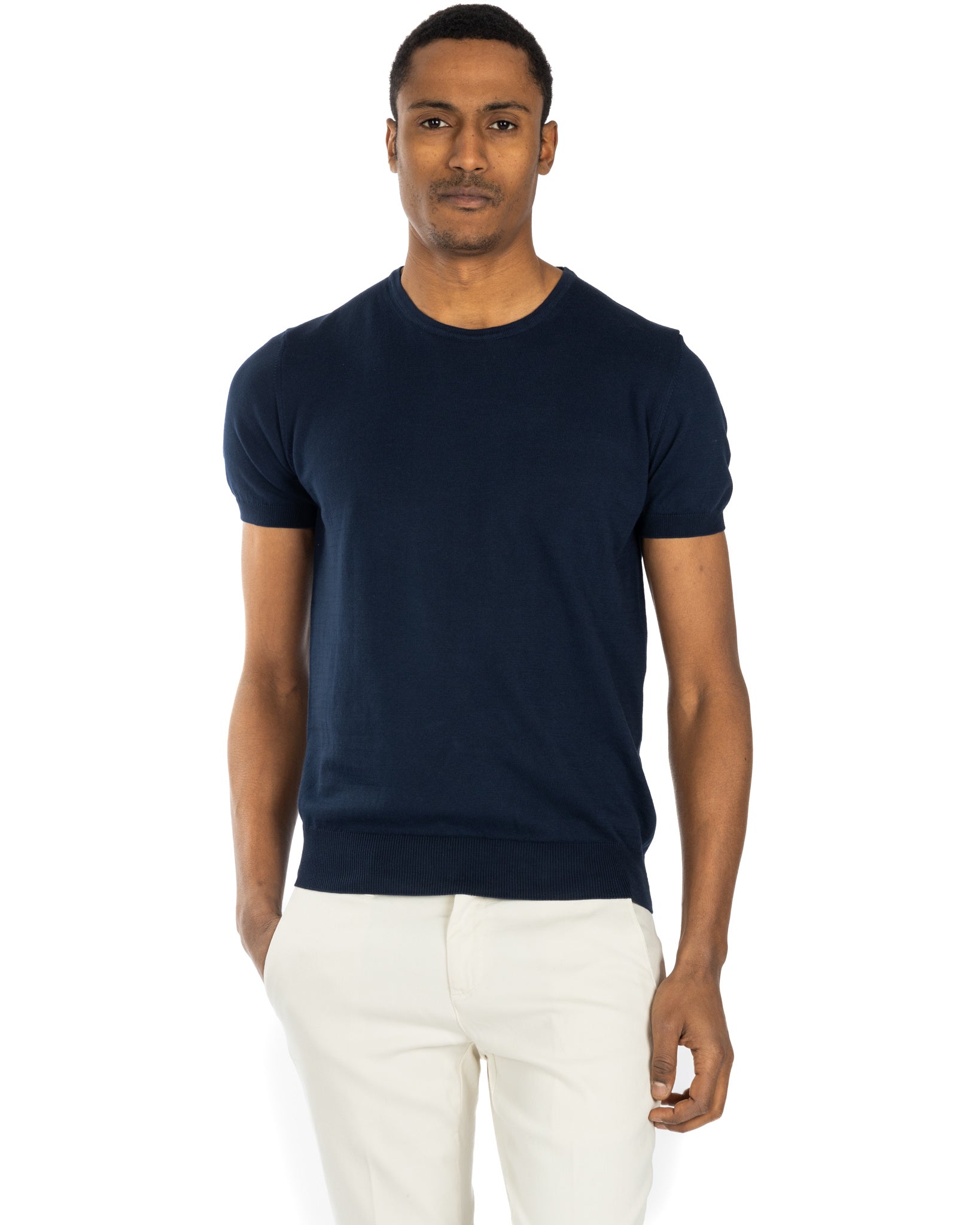 Jannik - blue knitted t-shirt