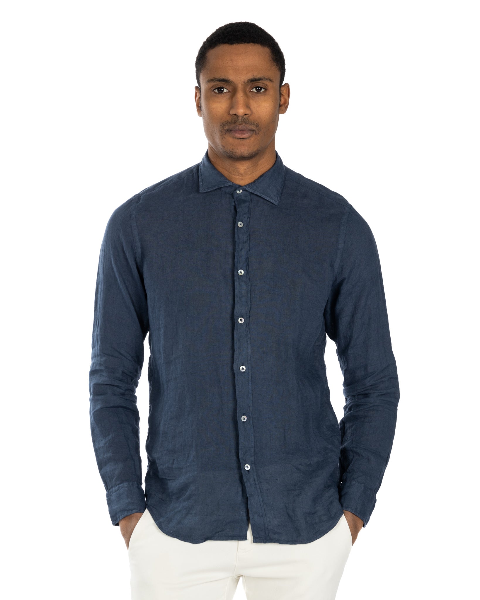 Montecarlo - chemise pur lin bluette