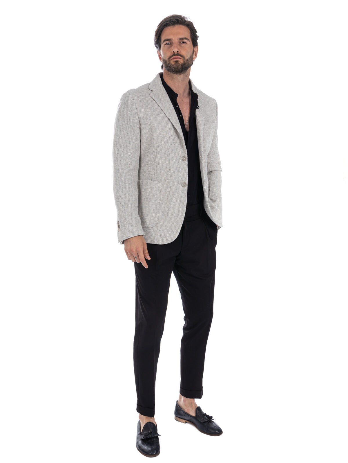 Ragusa - beige honeycomb single-breasted jacket