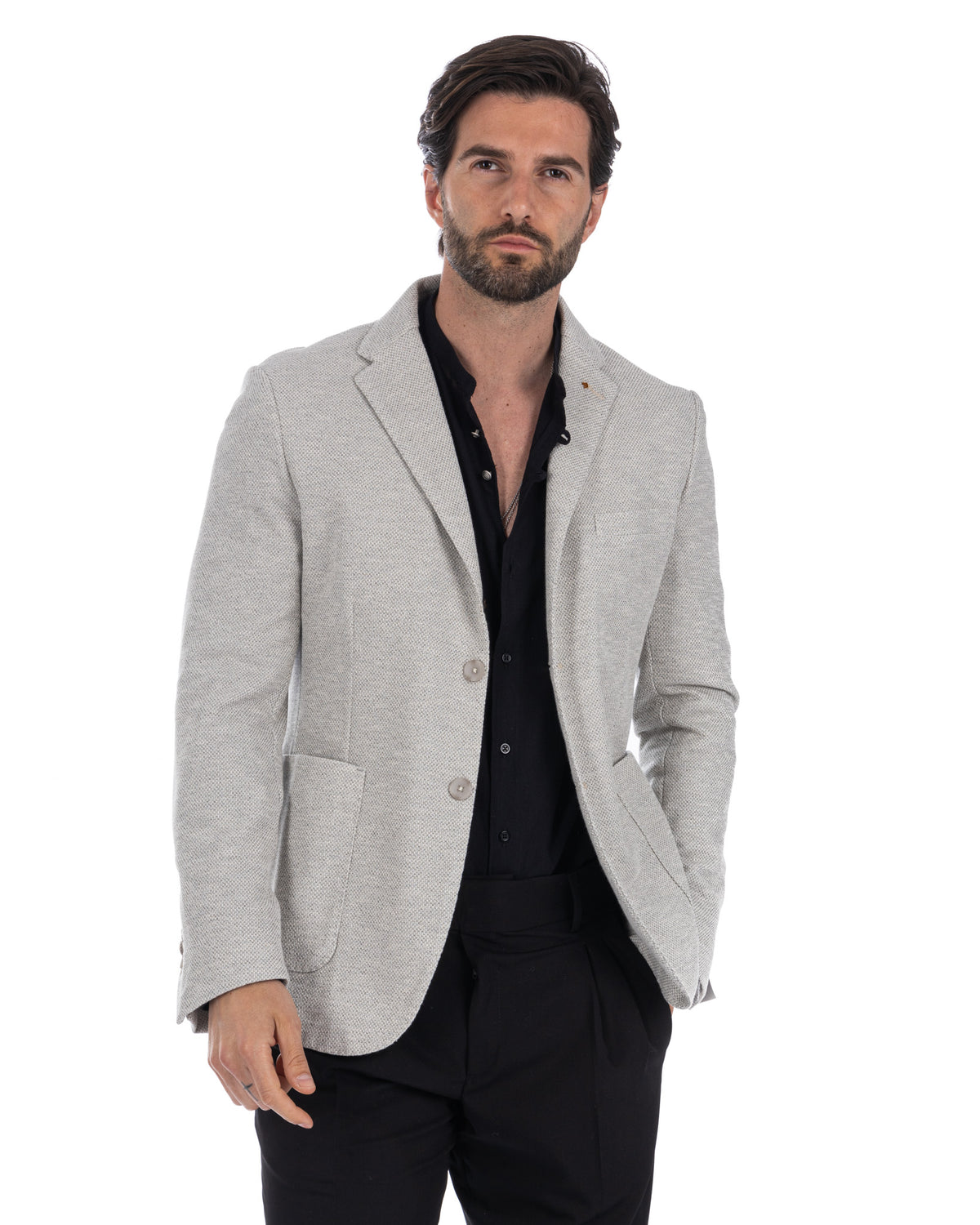 Ragusa - beige honeycomb single-breasted jacket
