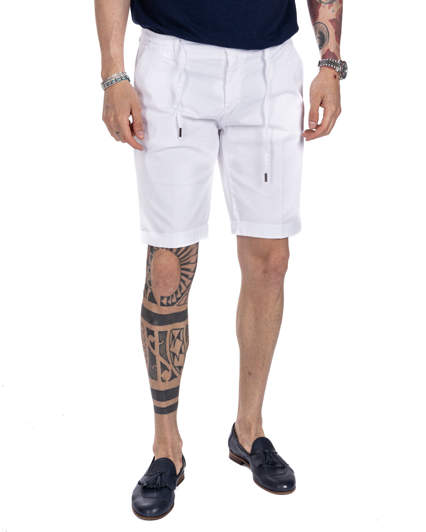 Barbuda - white cotton Bermuda shorts