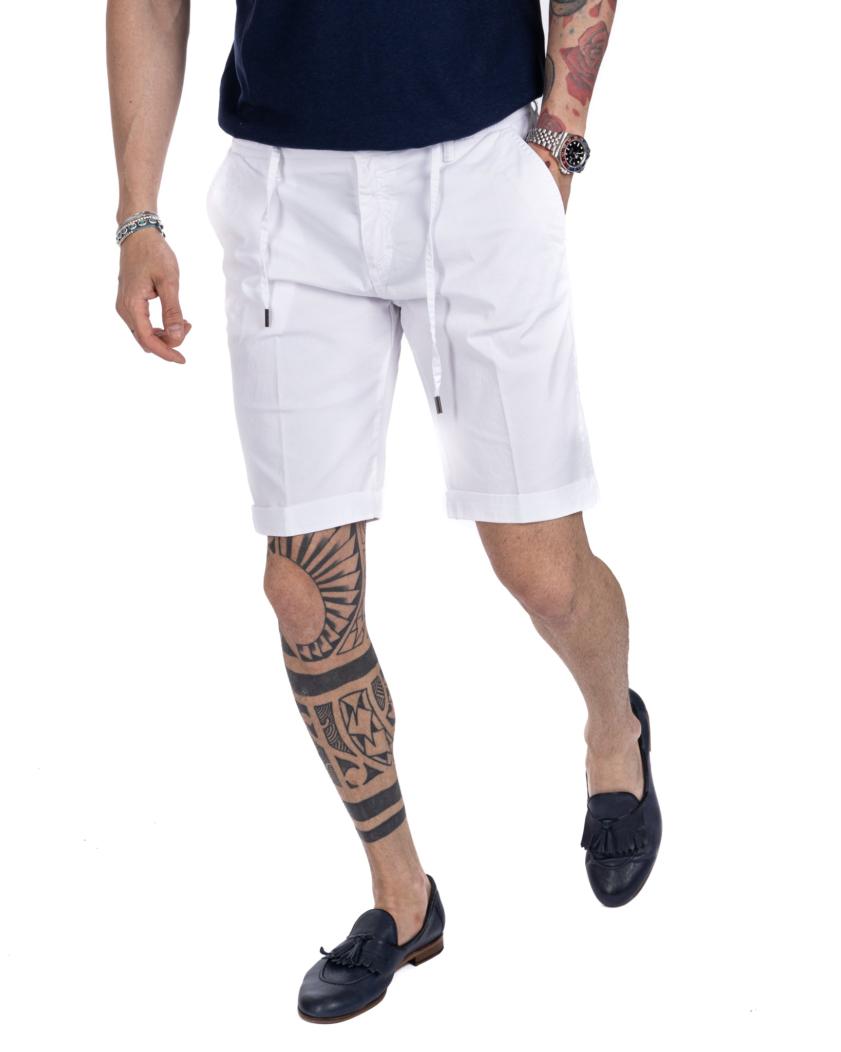Barbuda - white cotton Bermuda shorts