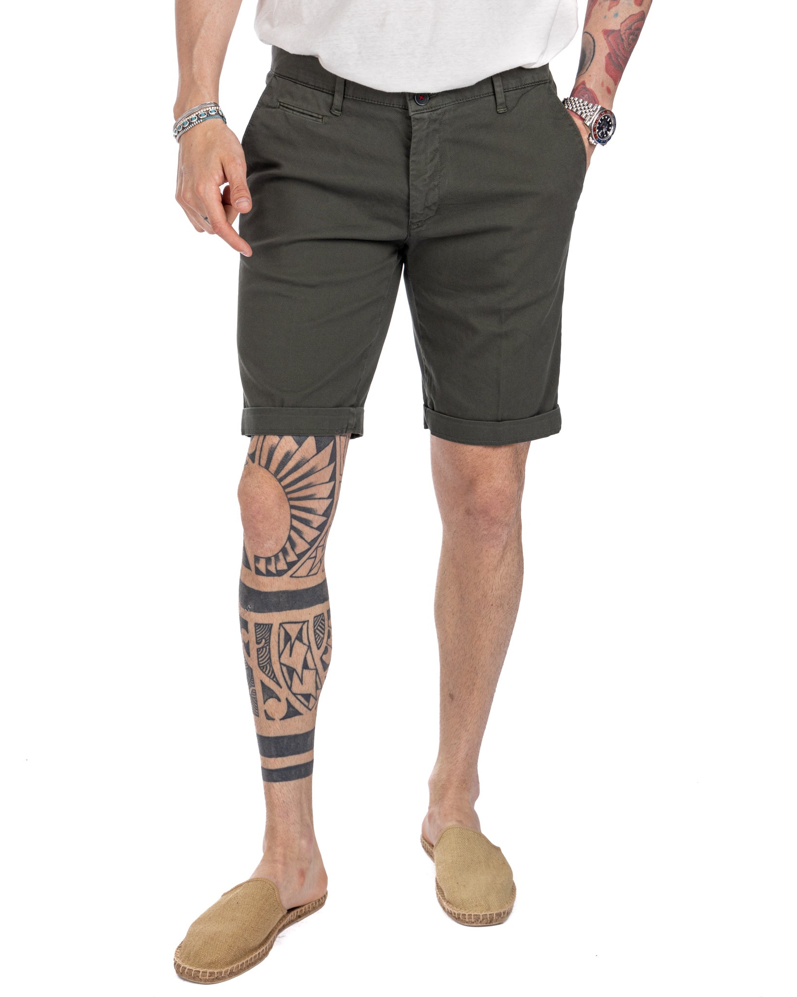 Mayreau - military woven cotton Bermuda shorts