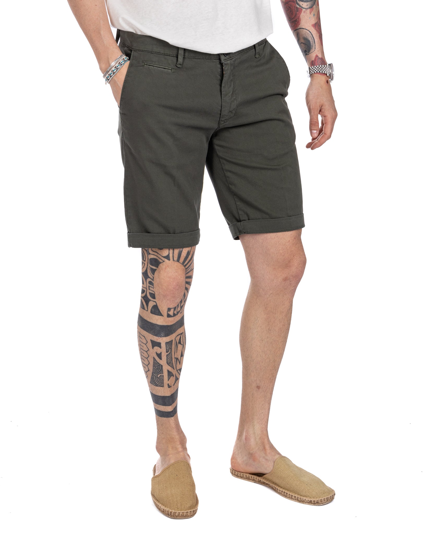 Mayreau - military woven cotton Bermuda shorts