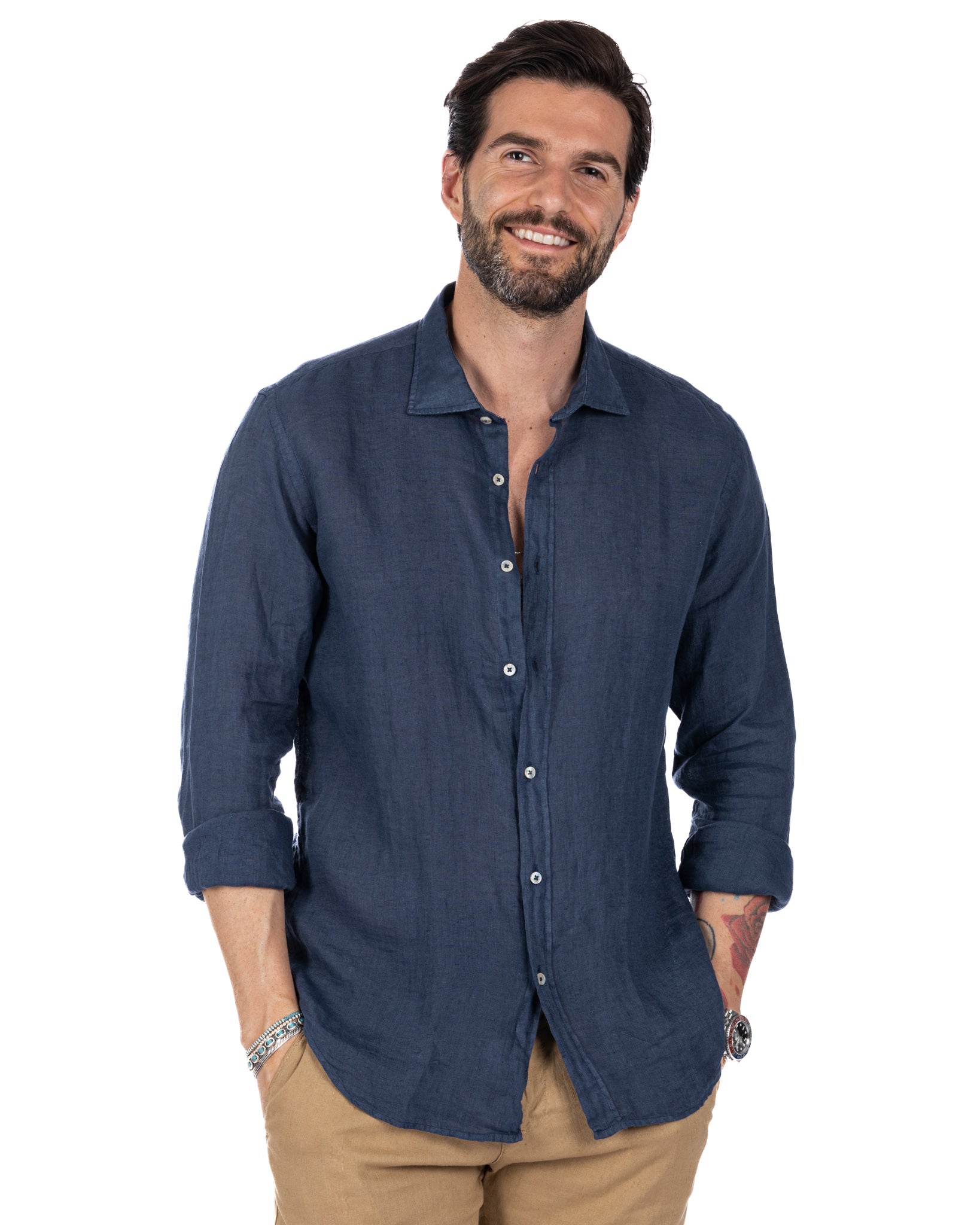 Montecarlo - chemise pur lin bluette