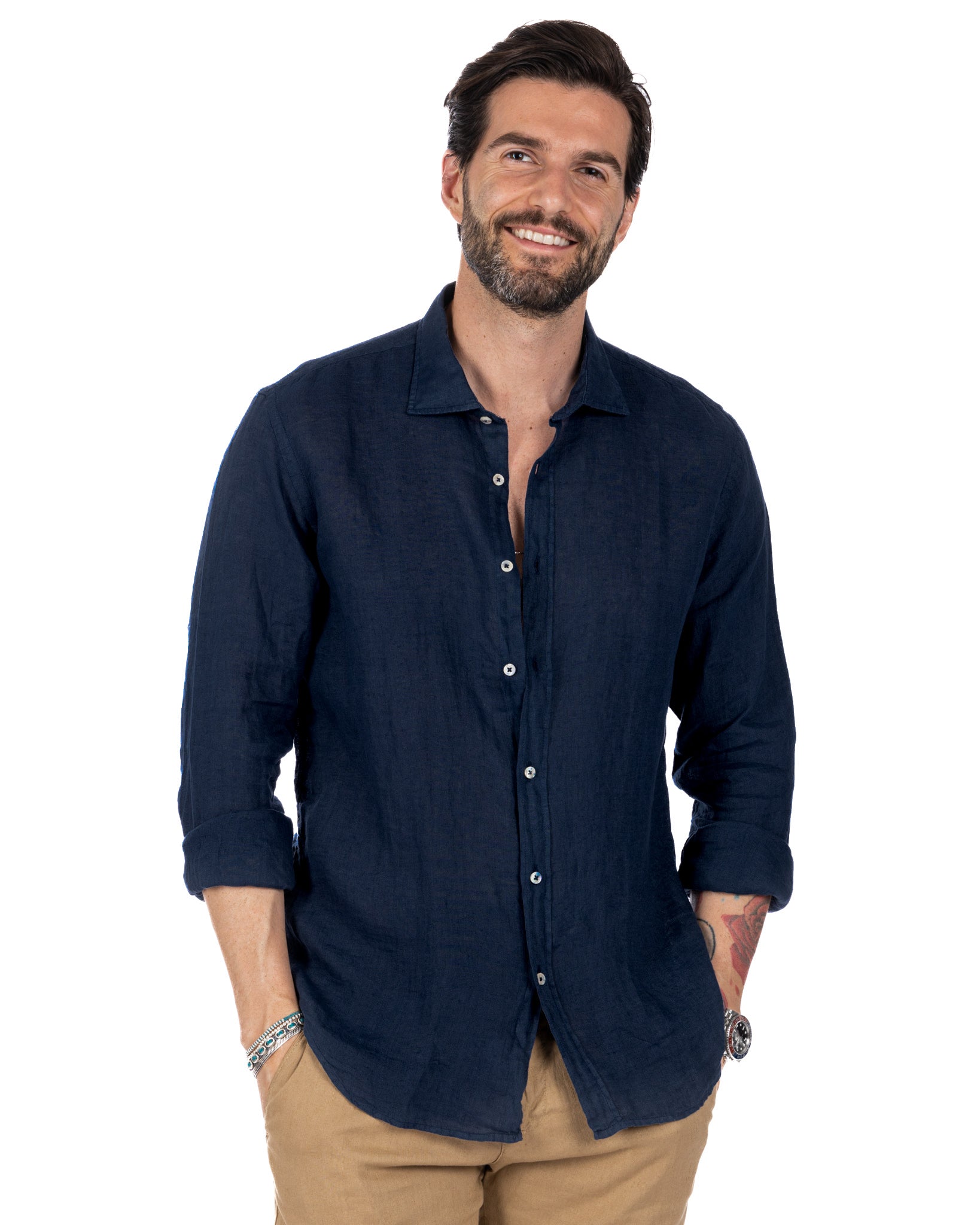 Montecarlo - blue pure linen shirt
