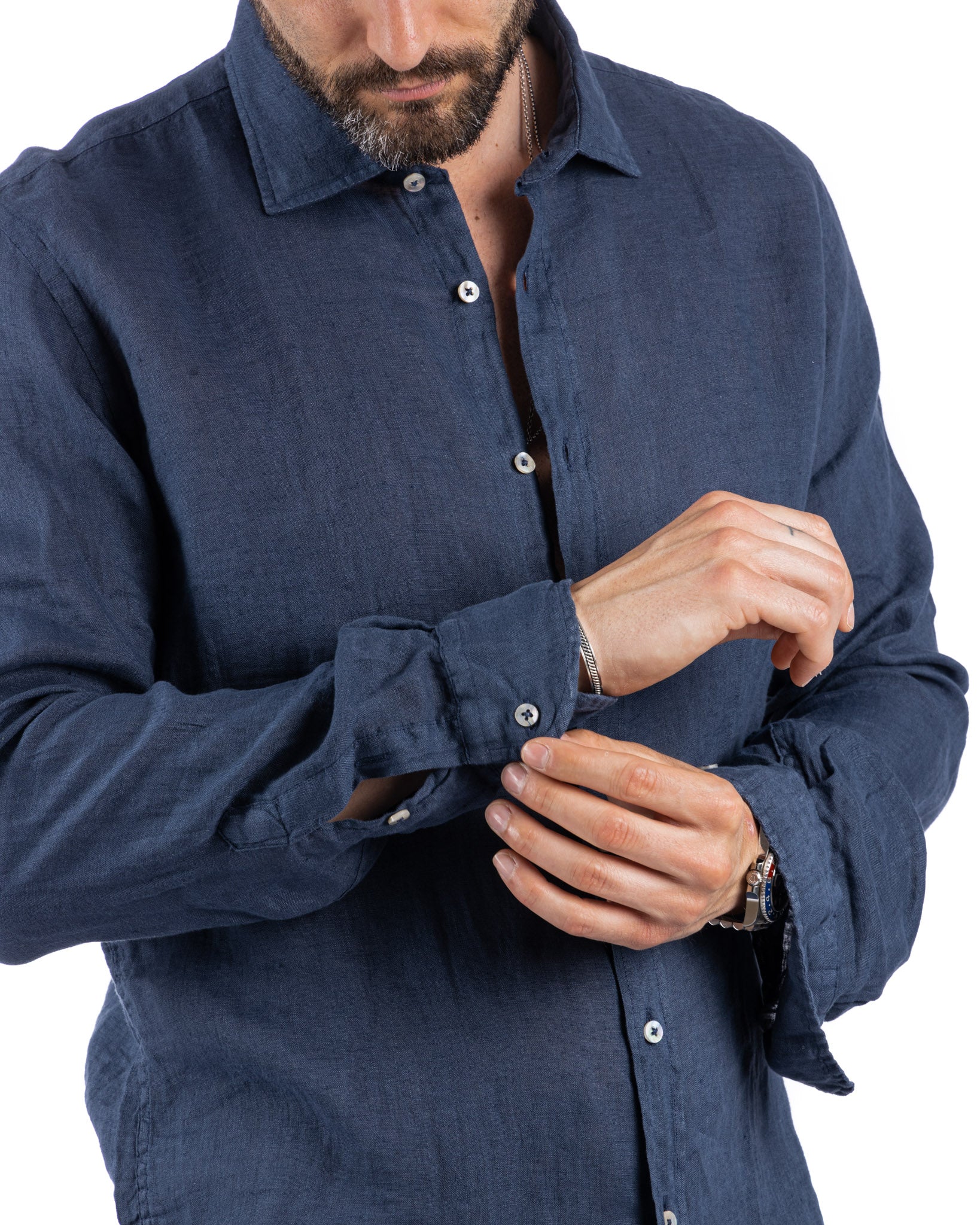 Montecarlo - chemise pur lin bluette