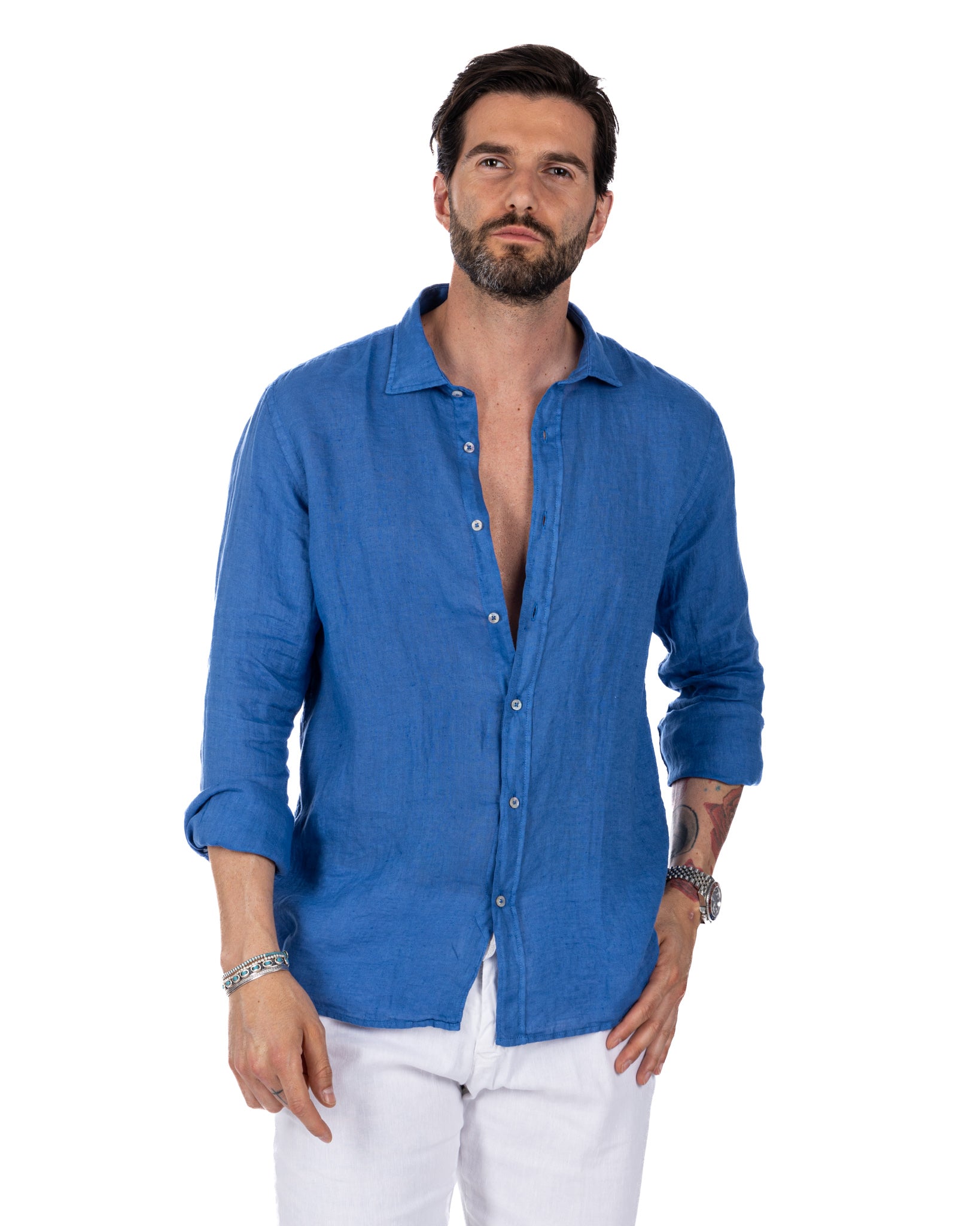 Montecarlo - chemise en pur lin royal