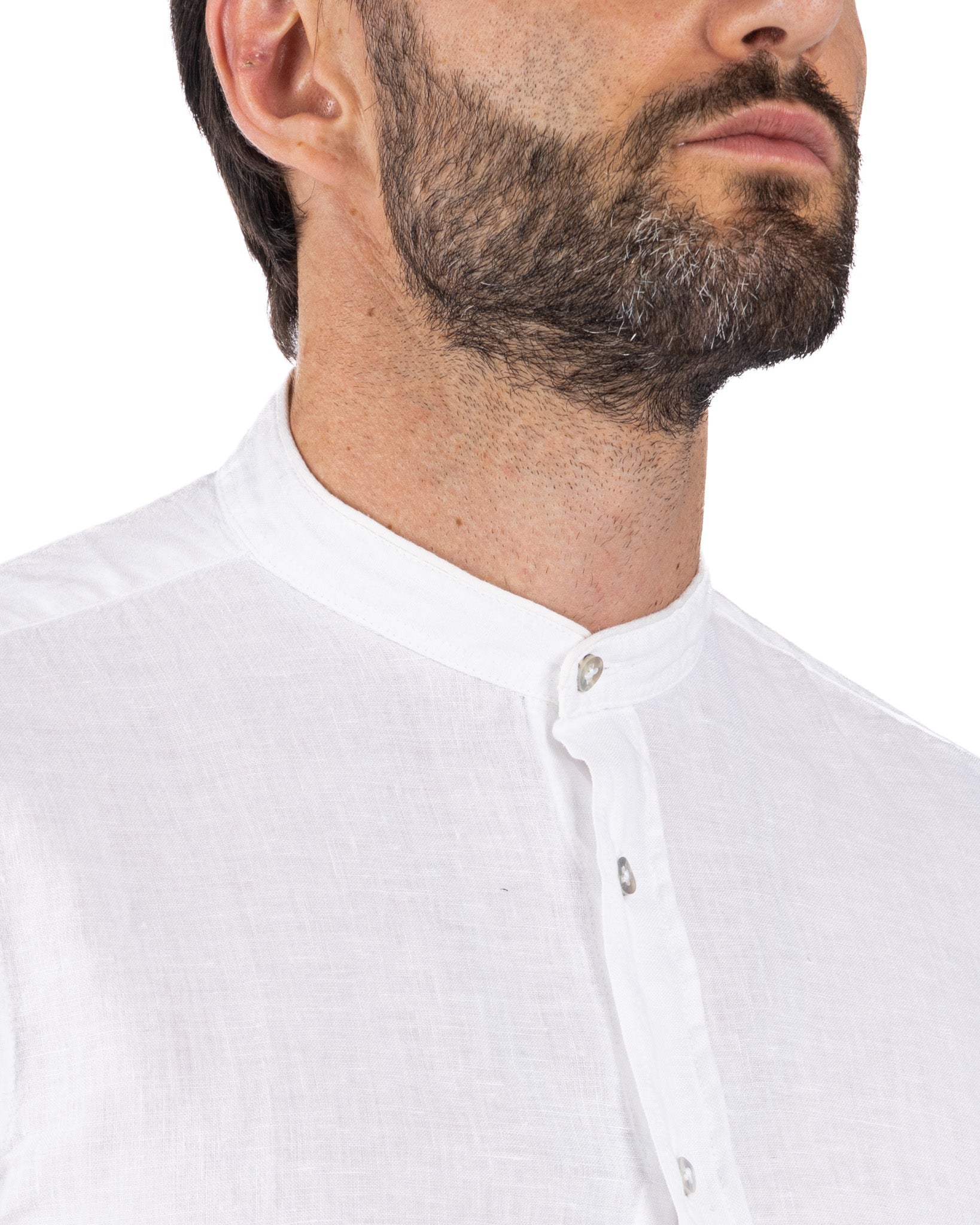Nizza - Korean shirt in pure white linen