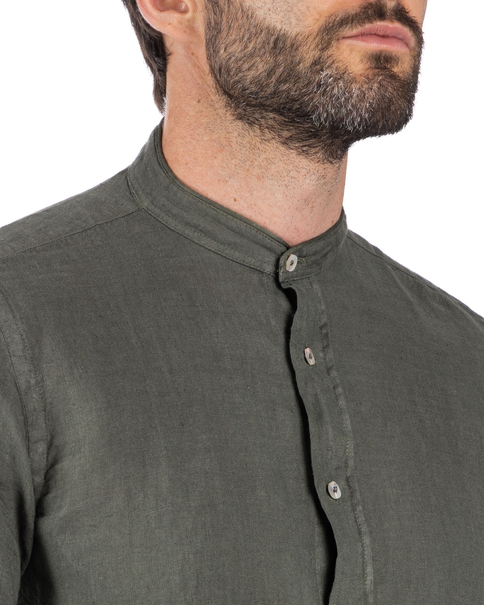 Nizza - Korean shirt in pure military linen