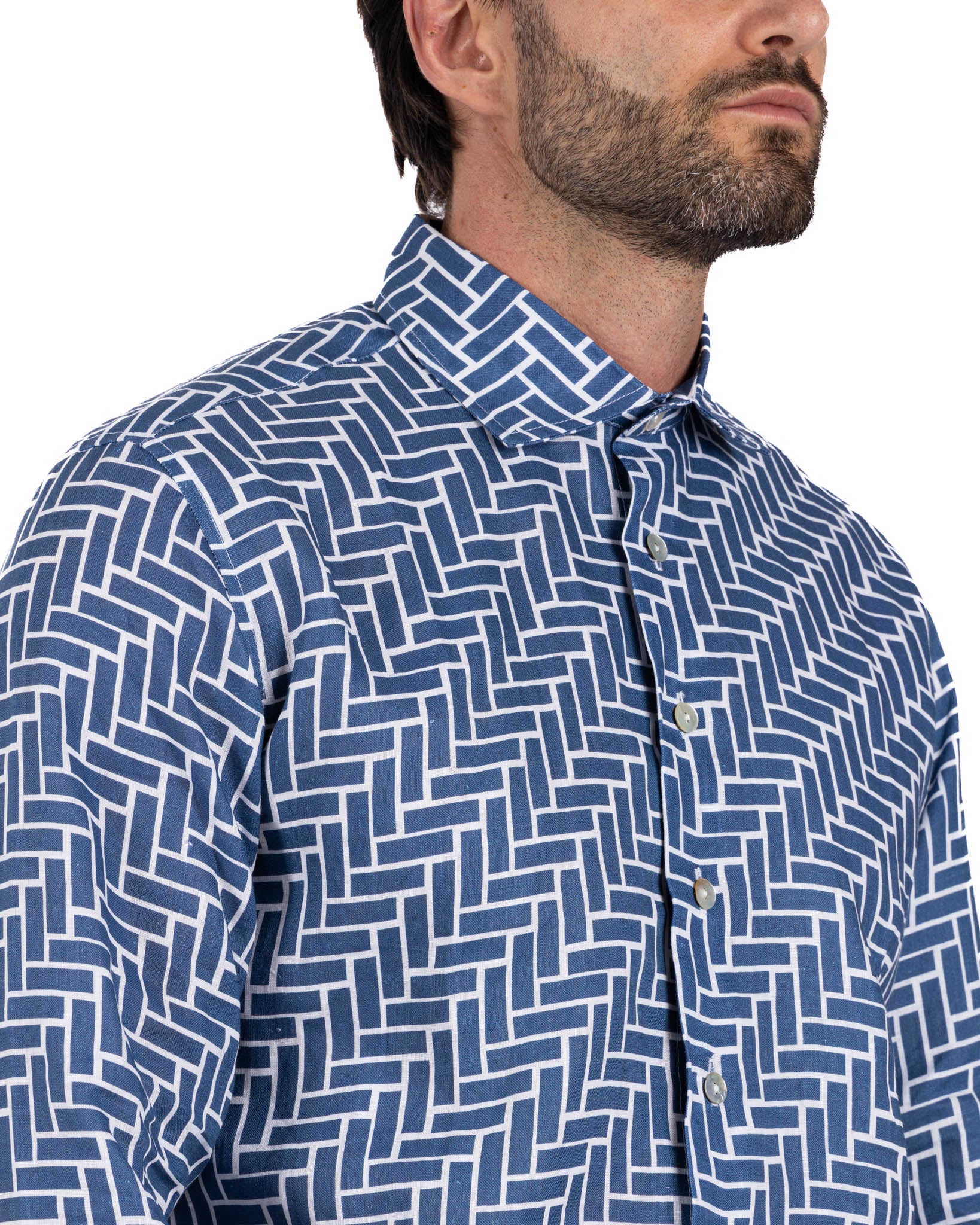 Riggiòla - blue printed linen shirt