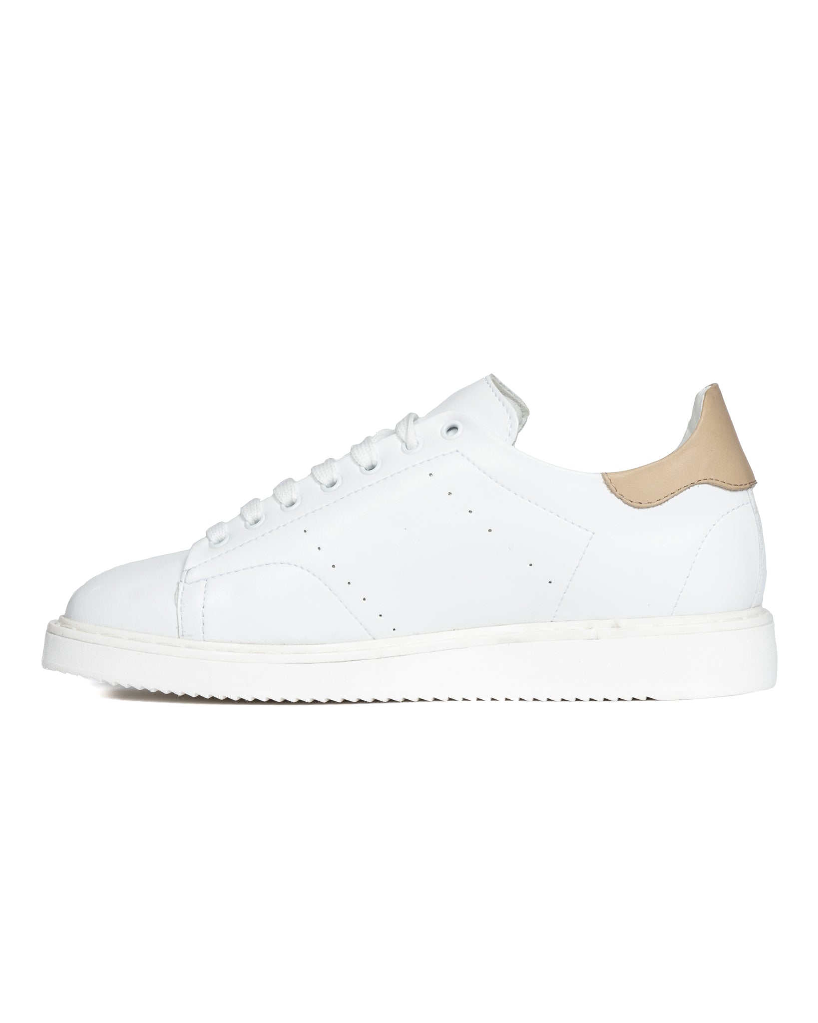 S01 - baskets en cuir blanc avec détails beiges