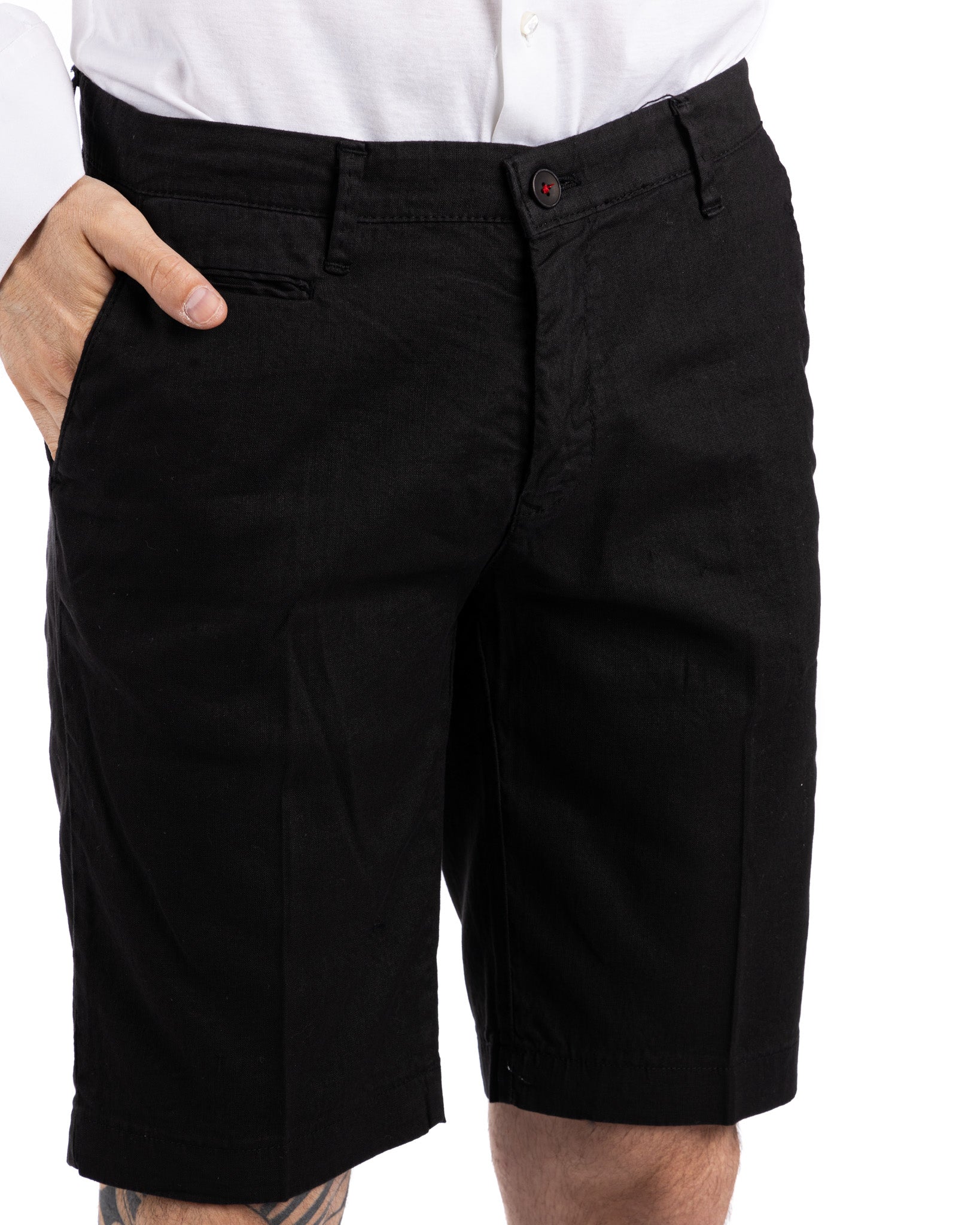 Mustique - bermuda noir en lin stretch