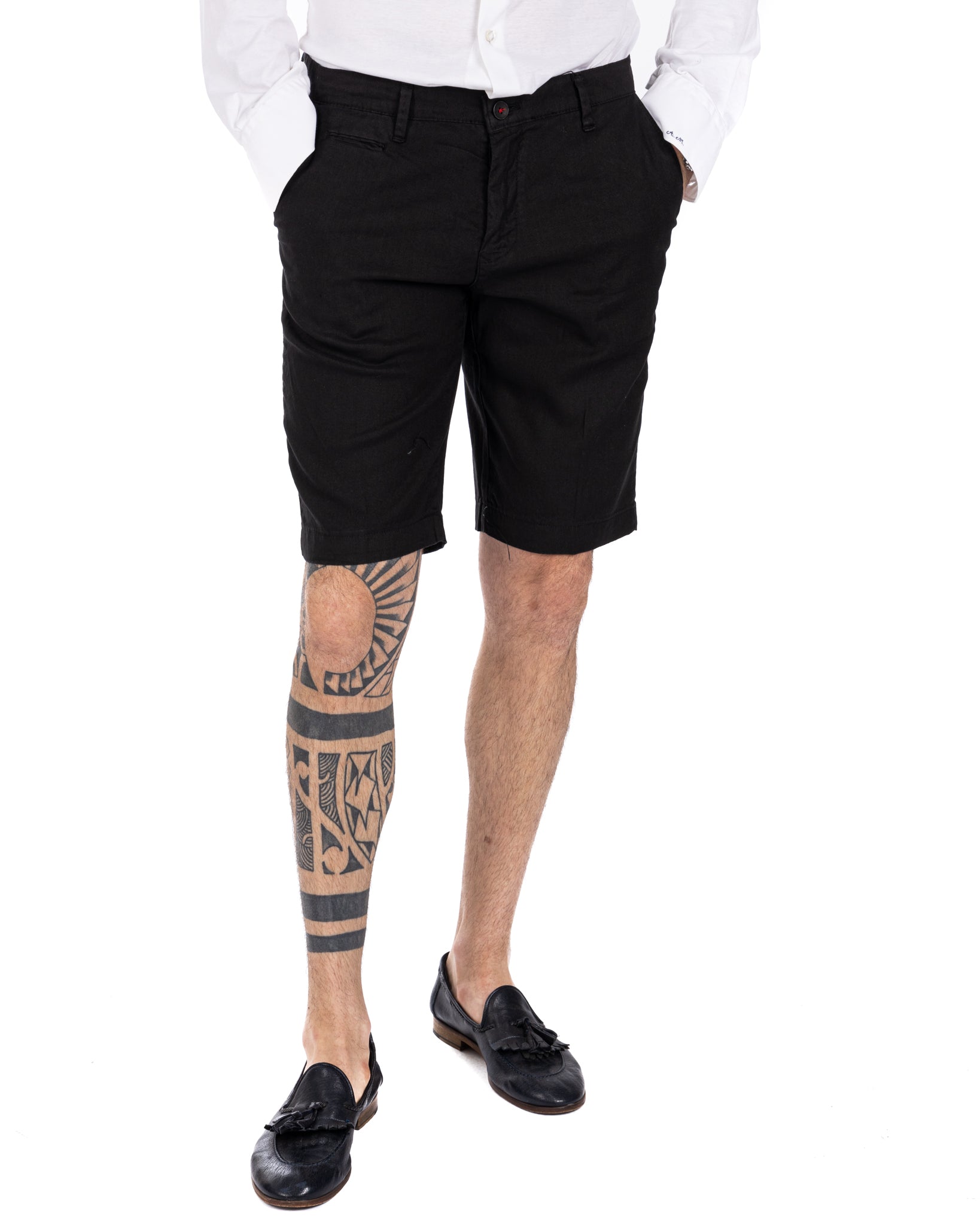 Mustique - bermuda noir en lin stretch