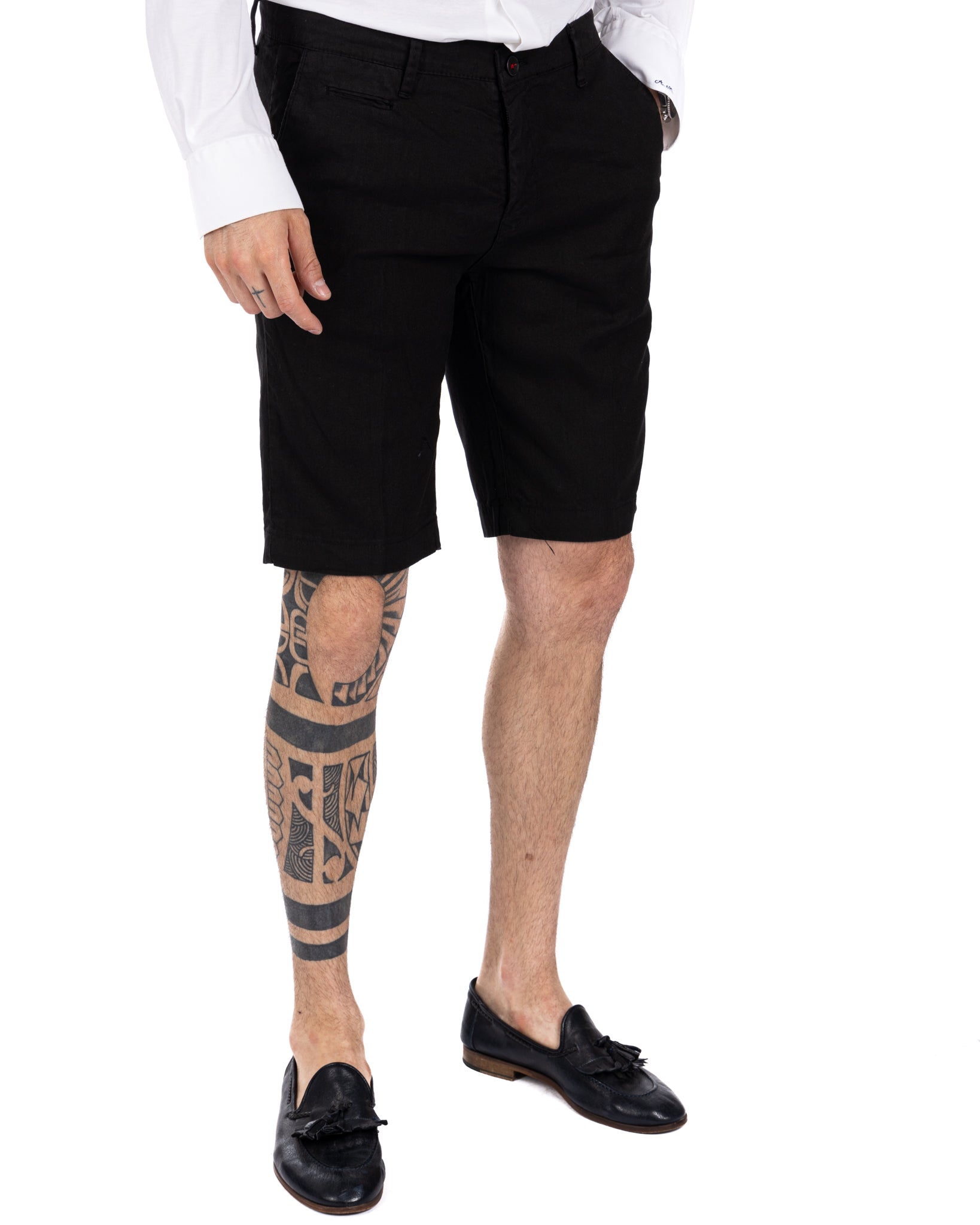 Mustique - bermuda noir en lin stretch
