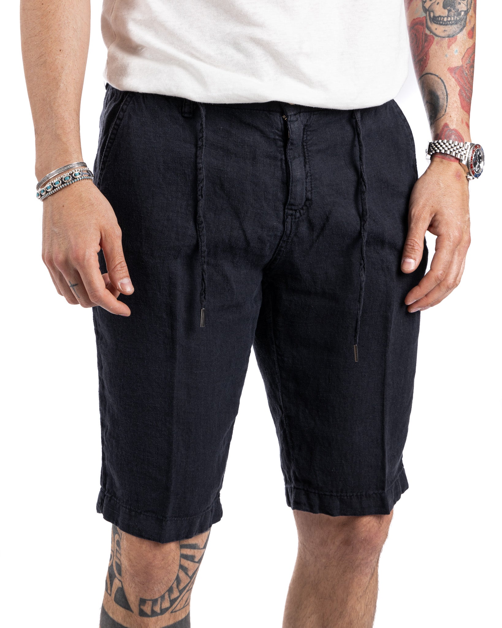 Saint Martin - blue pure linen Bermuda shorts