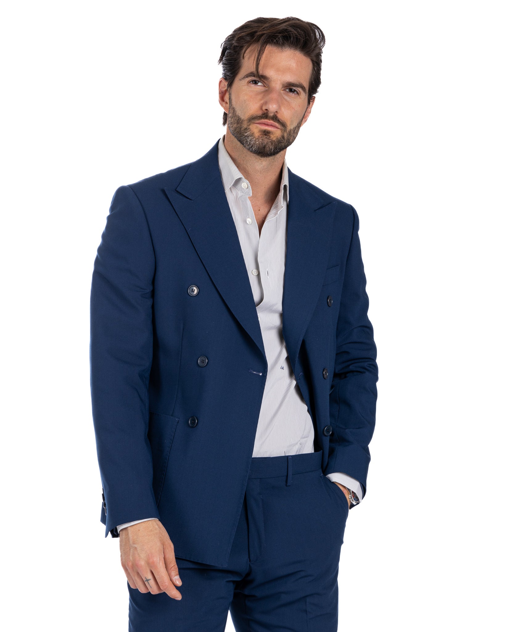 Monaco - costume croisé bleu bleuet
