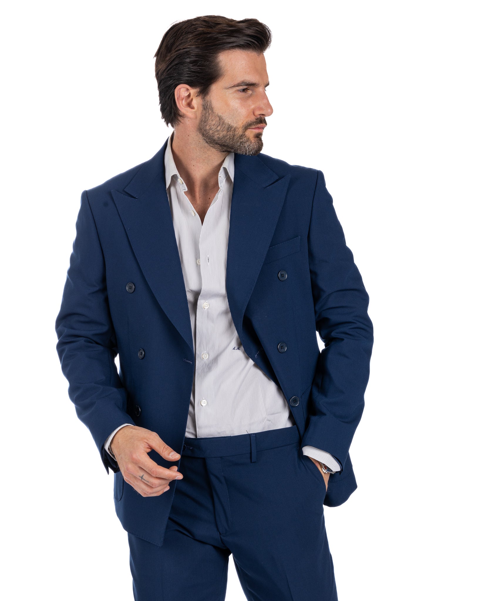 Monaco - costume croisé bleu bleuet