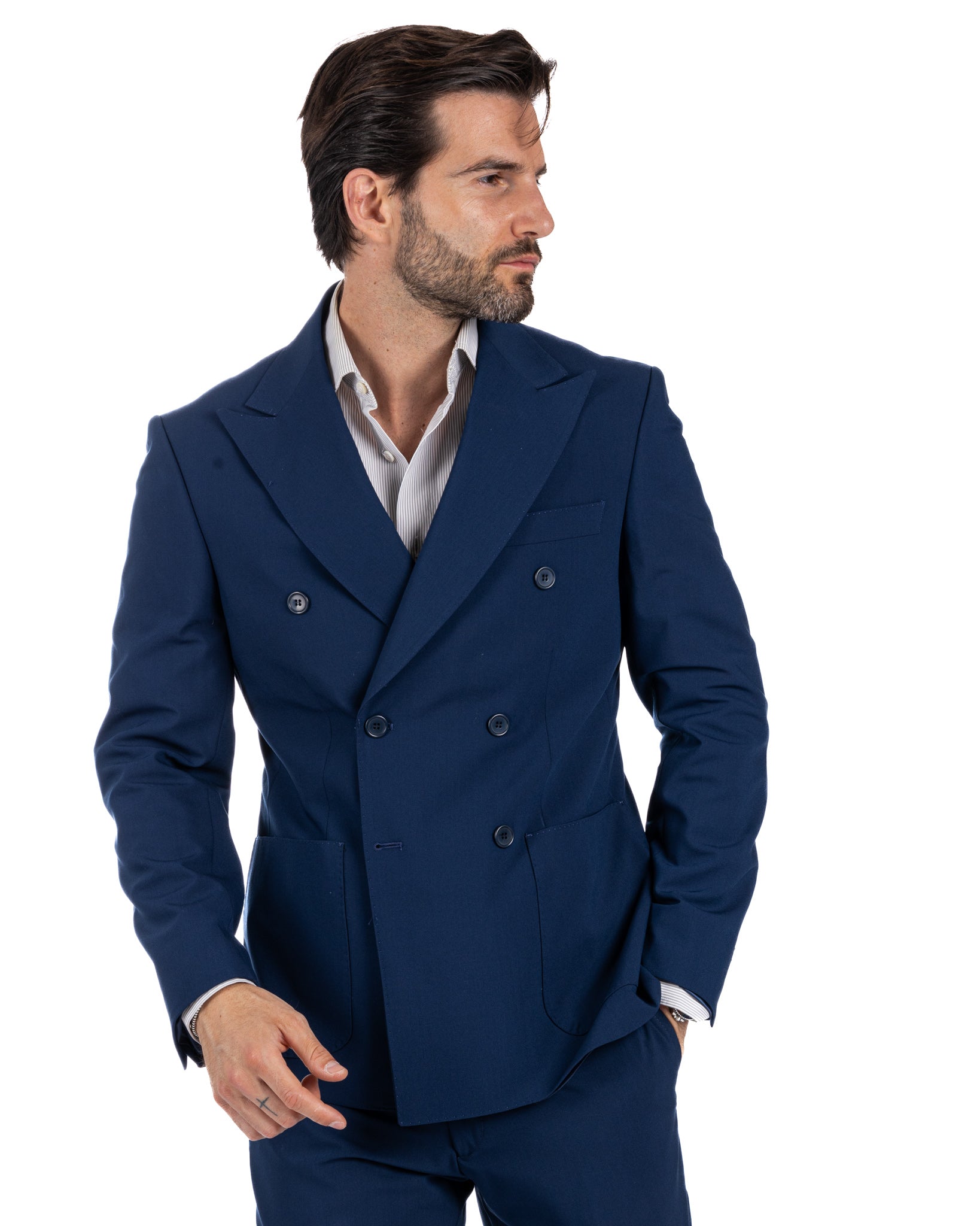 Monaco - costume croisé bleu bleuet