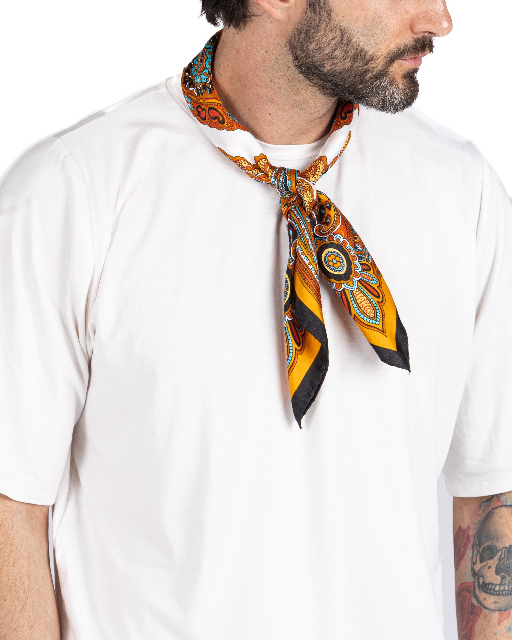 Silk scarf - orange pattern