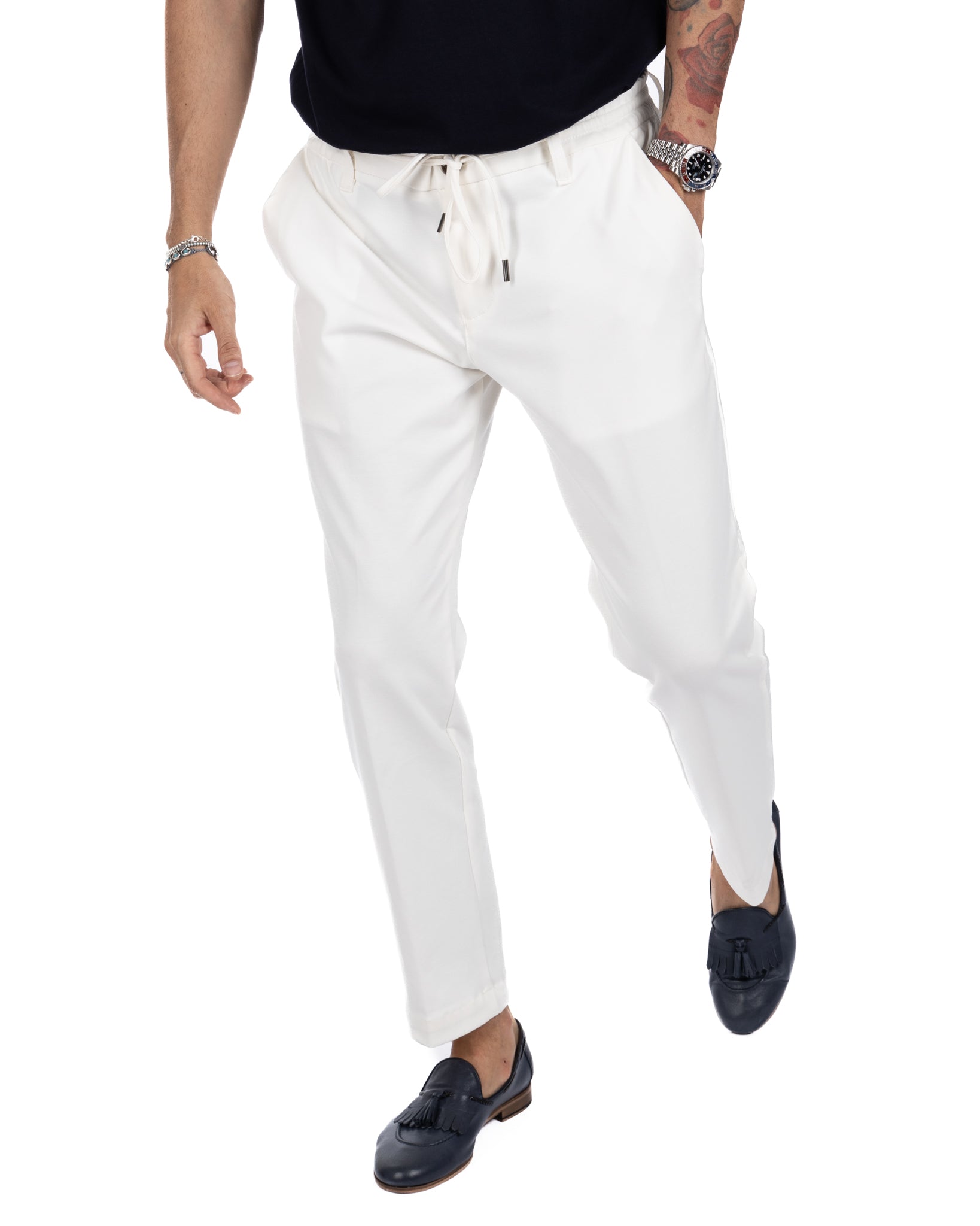 Shelby - cream cotton trousers