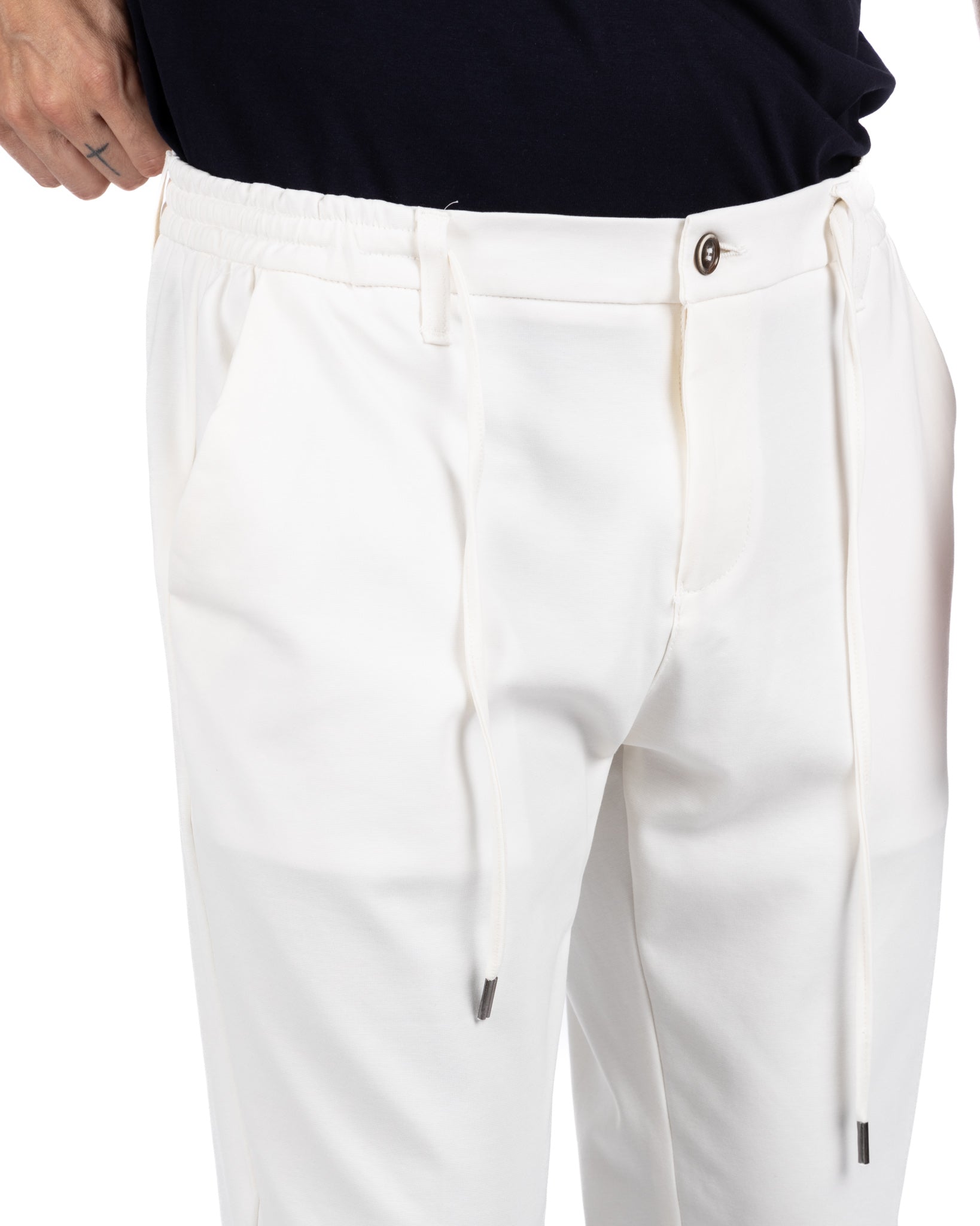 Shelby - cream cotton trousers
