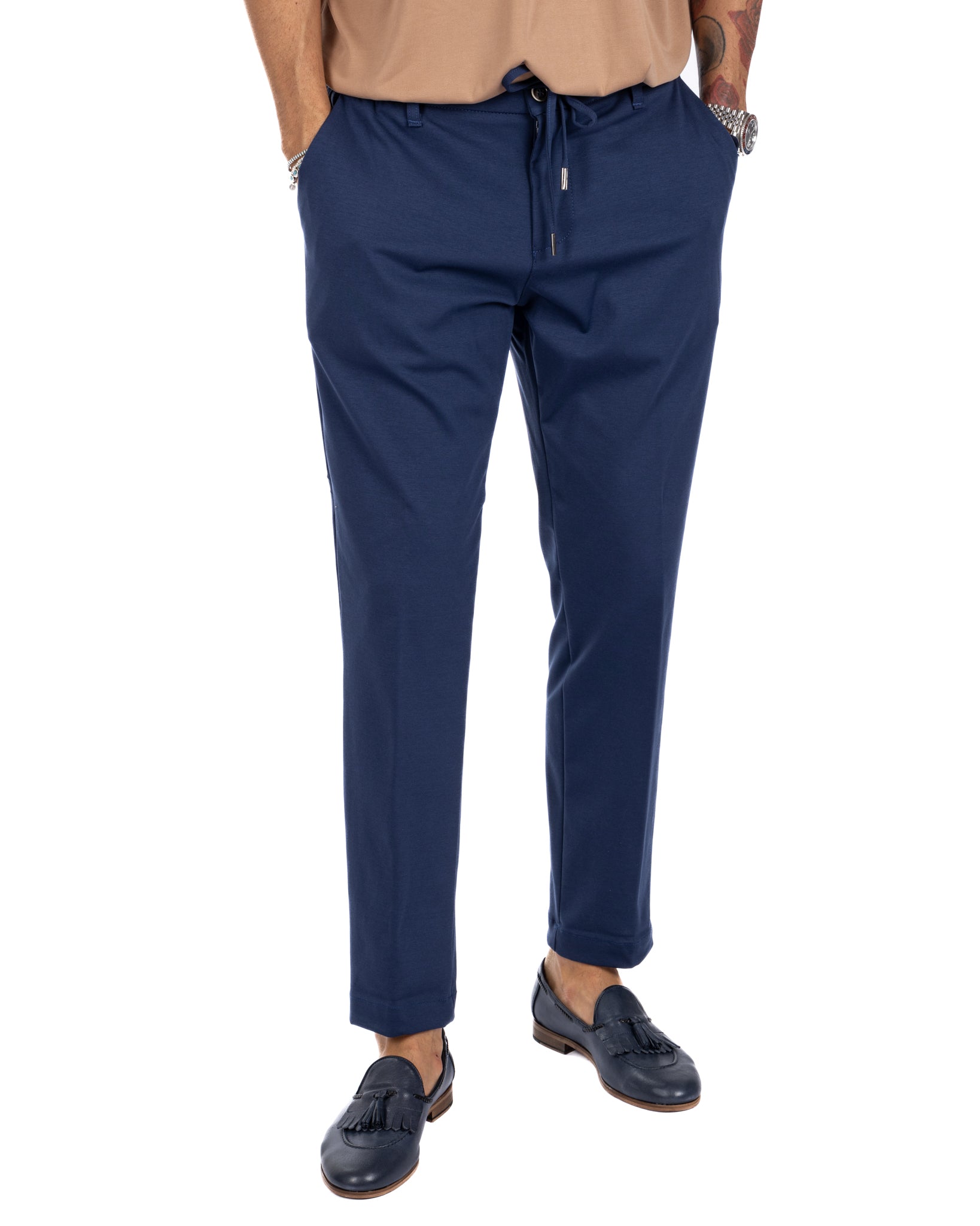 Shelby - cornflower blue cotton trousers