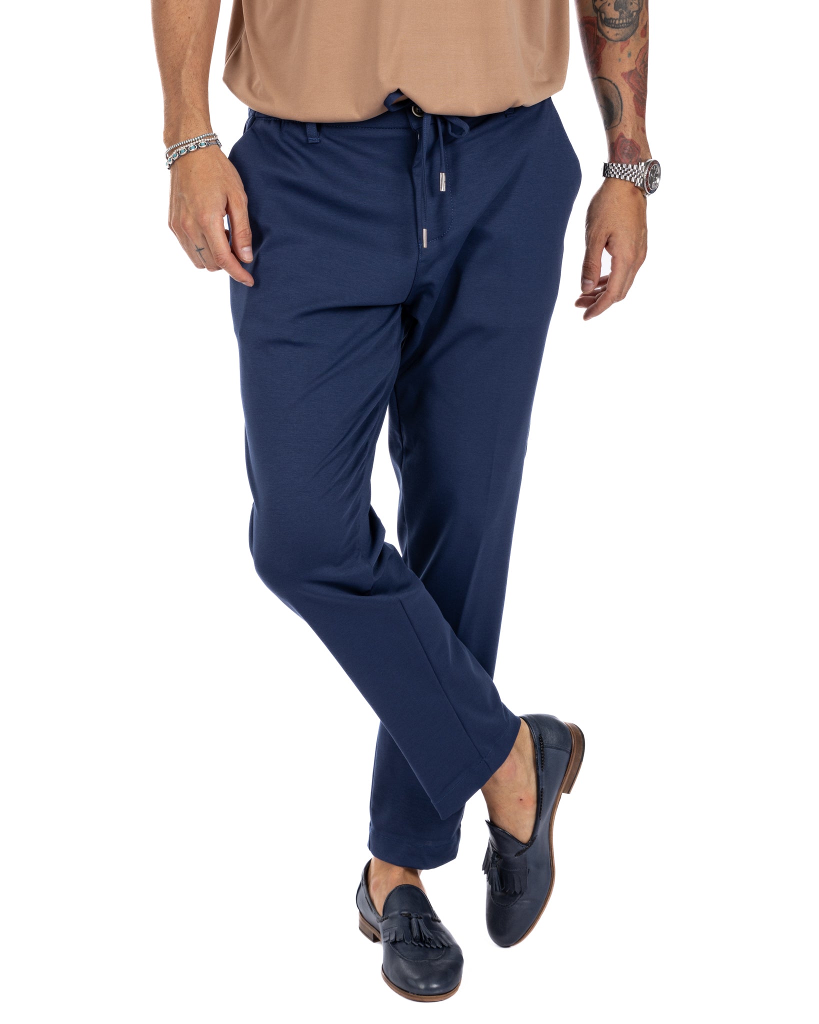 Shelby - cornflower blue cotton trousers