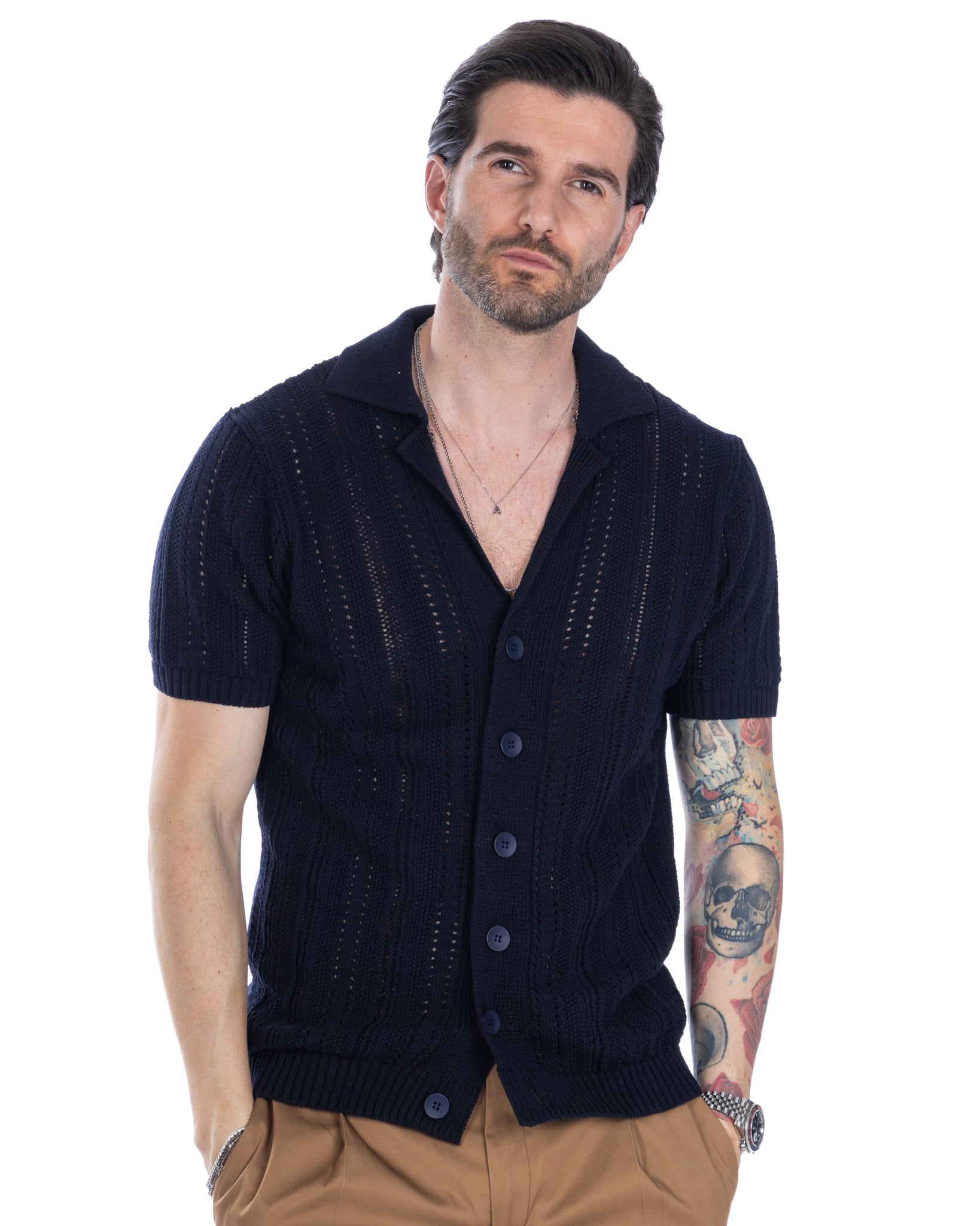 Novak - camicia blu in maglia