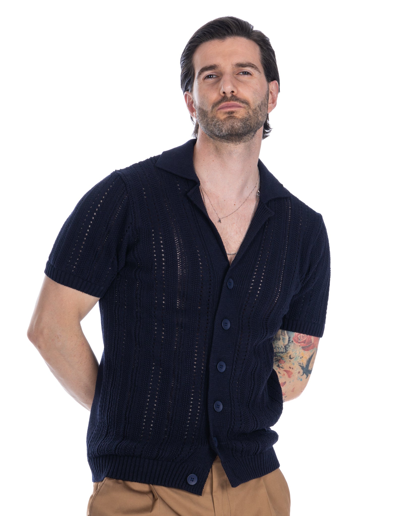 Novak - camicia blu in maglia