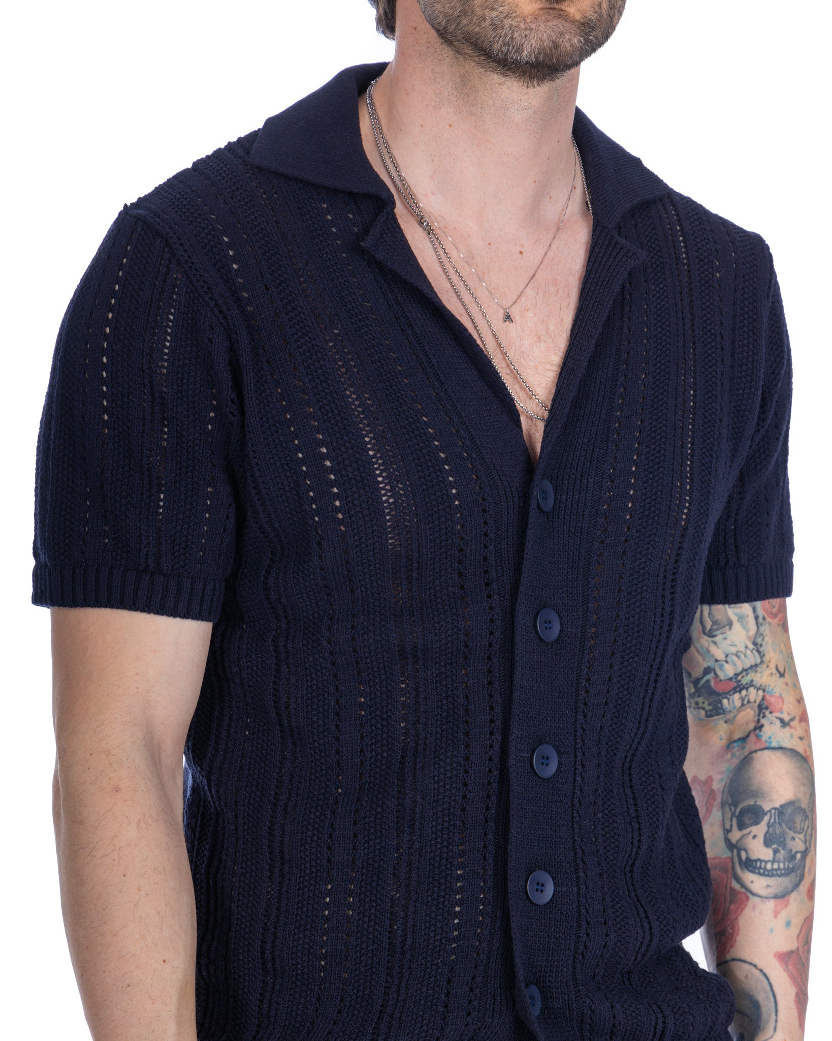 Novak - camicia blu in maglia