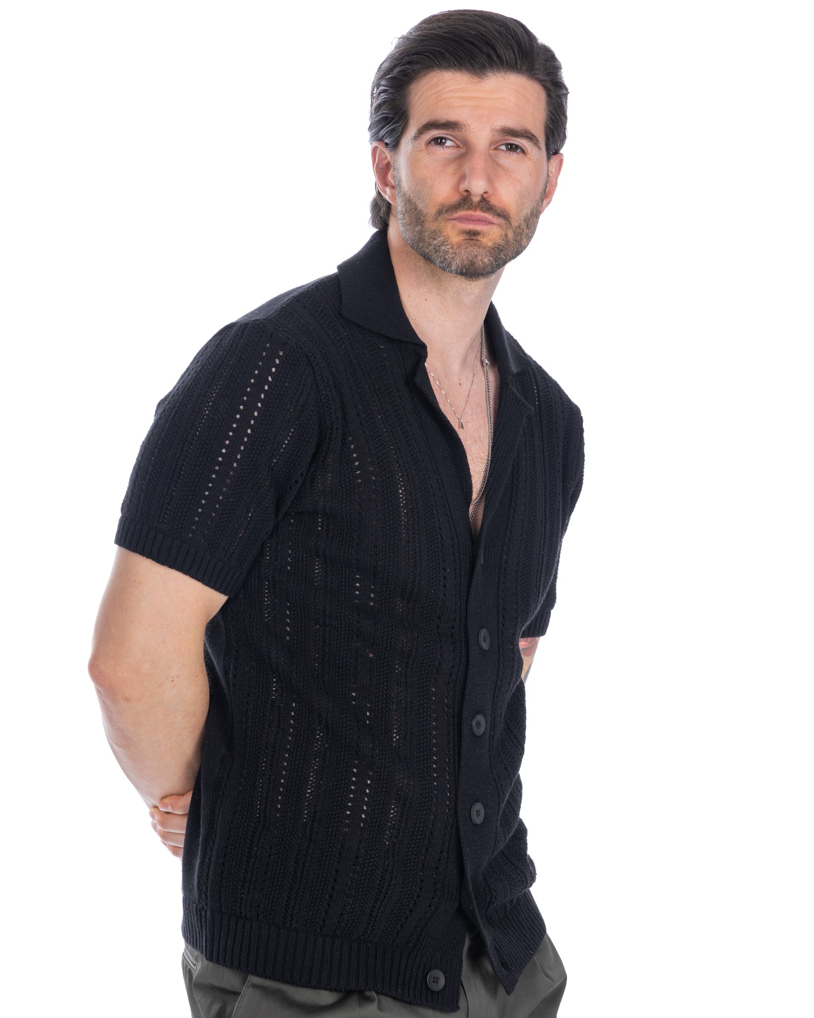 Novak - camicia nera in maglia