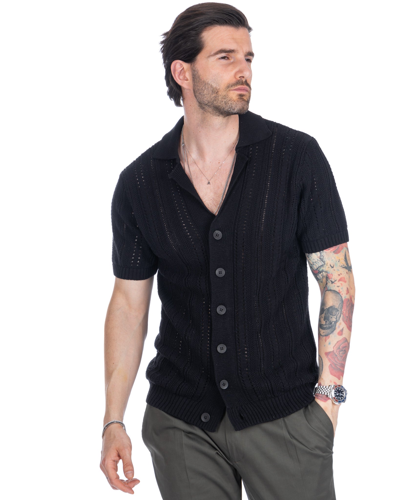 Novak - camicia nera in maglia